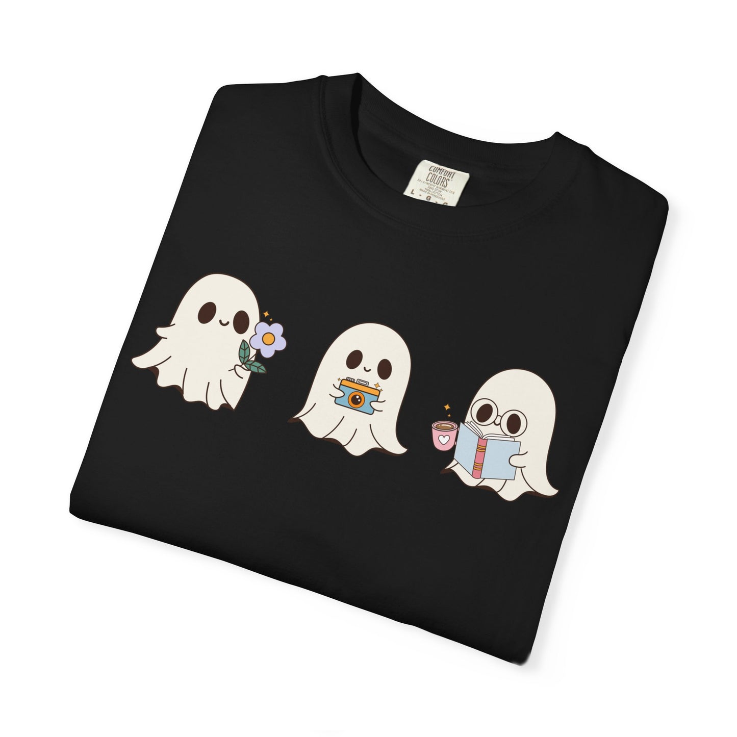 Cute Ghost Trio Halloween T-Shirt – Spooky Season Graphic Tee