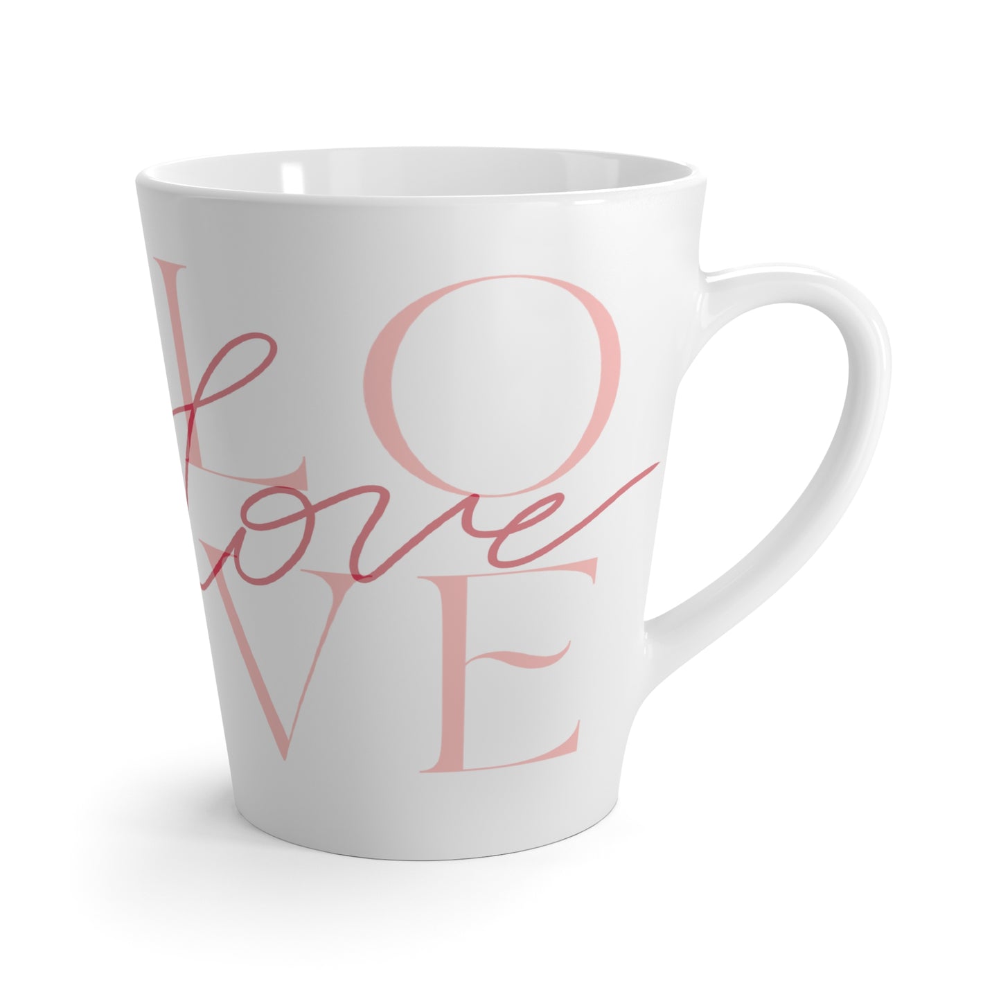 Valentines Day Latte Mugs, 12oz, Big Heart with Love Printed Coffee Mug