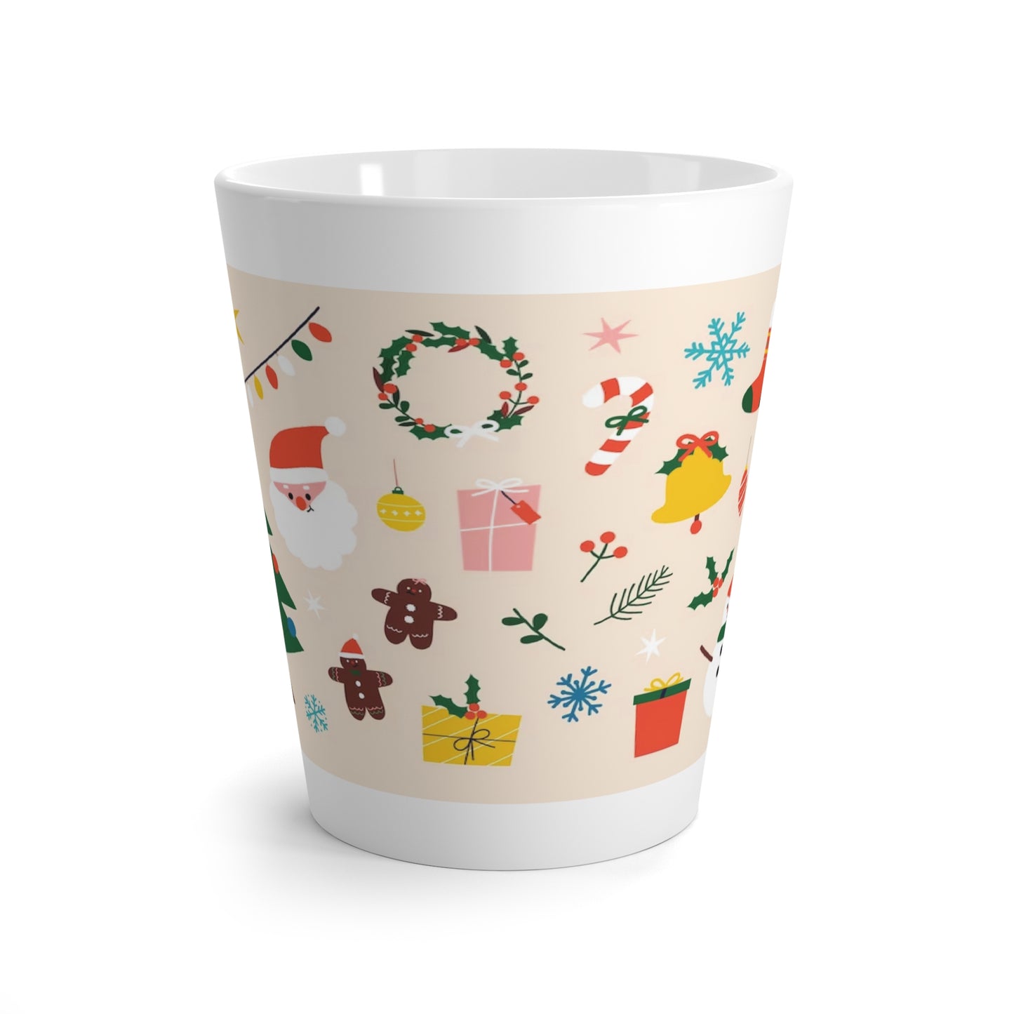 Christmas Latte Mug – 12oz White Ceramic Holiday Cup