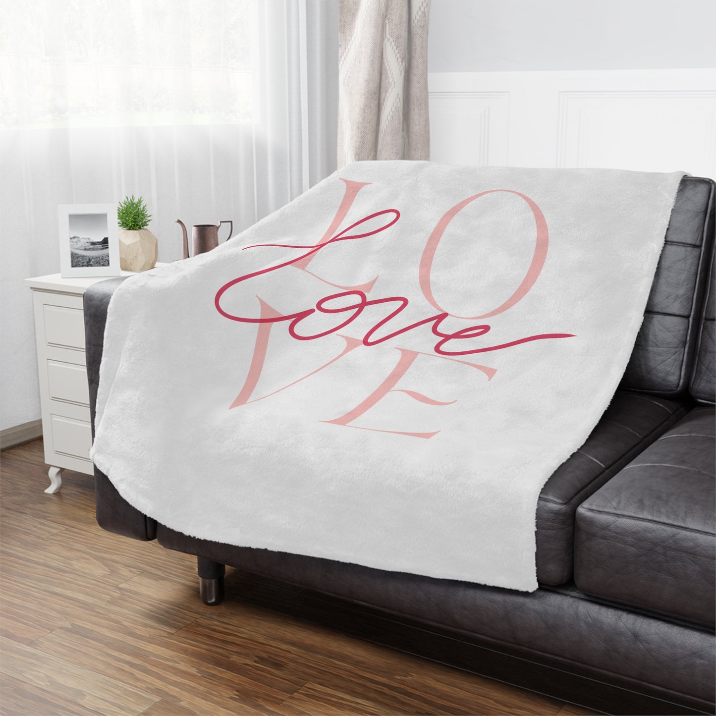I Love Printed Valenitne Minky Blanket, White & Red