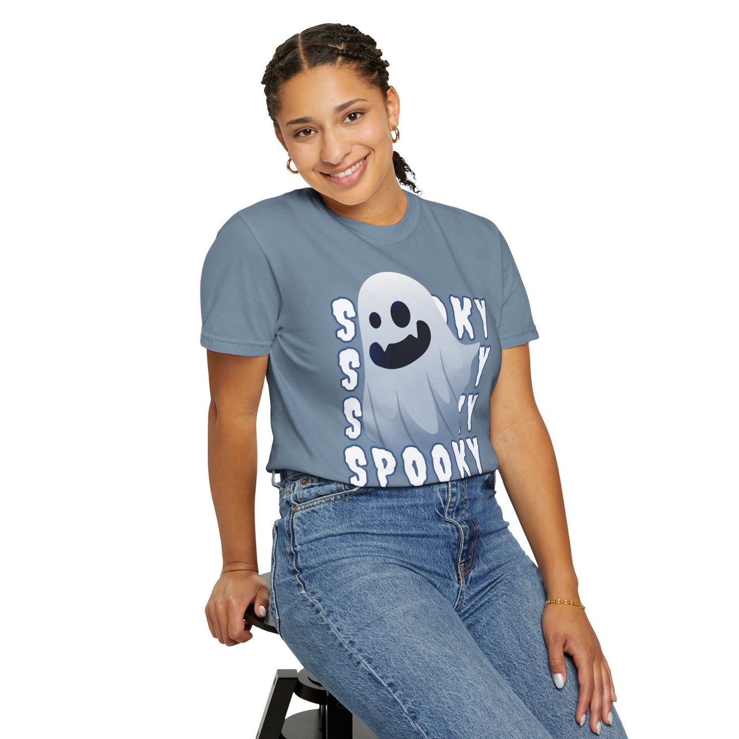 Spooky Stack Tee - Unisex Garment-Dyed T-shirt with Smiling Ghosts