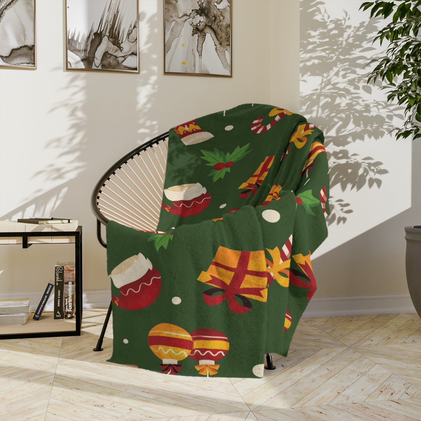 Dark Green Christmas Velveteen Minky Blanket