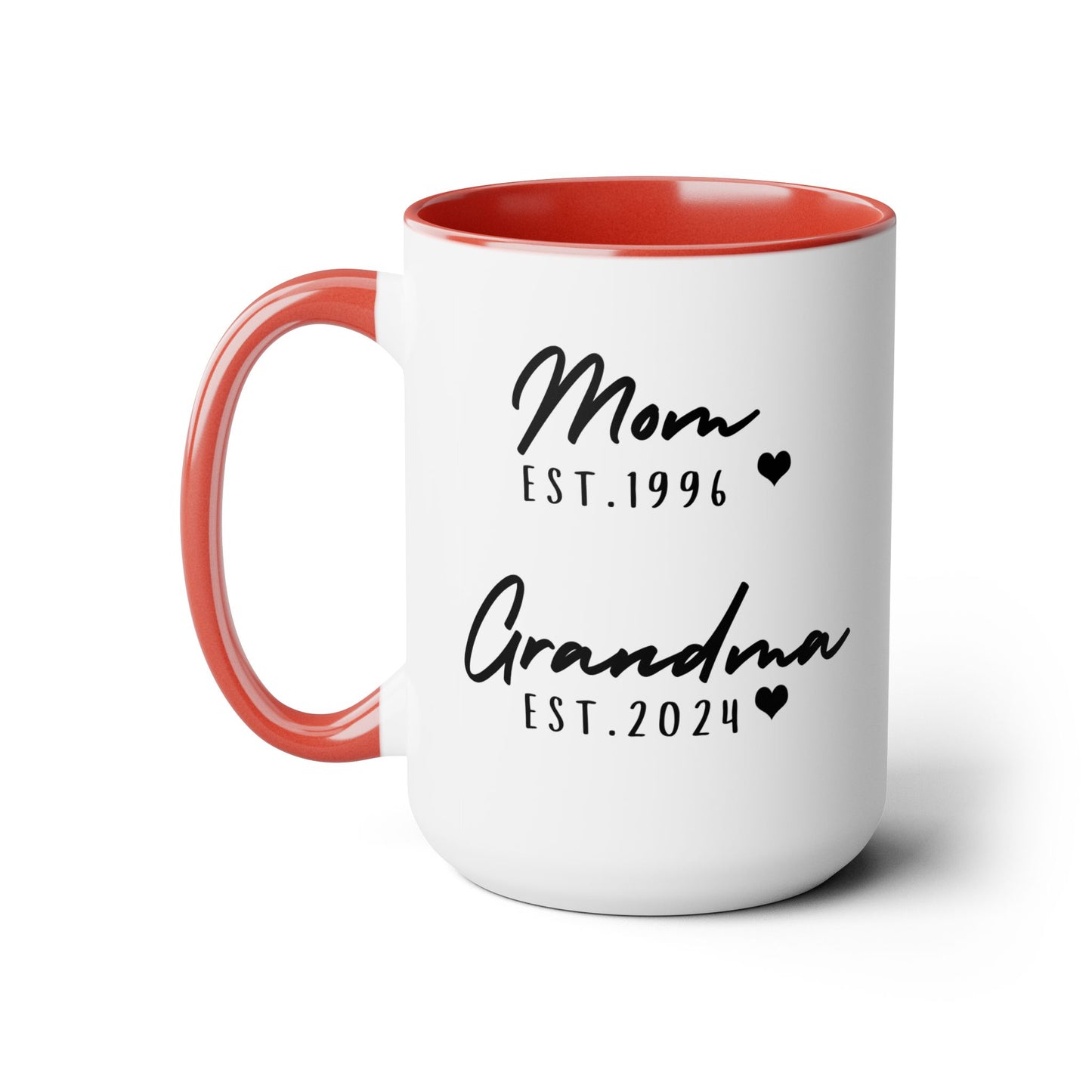 Mom & Grandma EST. 15oz Ceramic Coffee Mug – Sentimental Personalized Gift