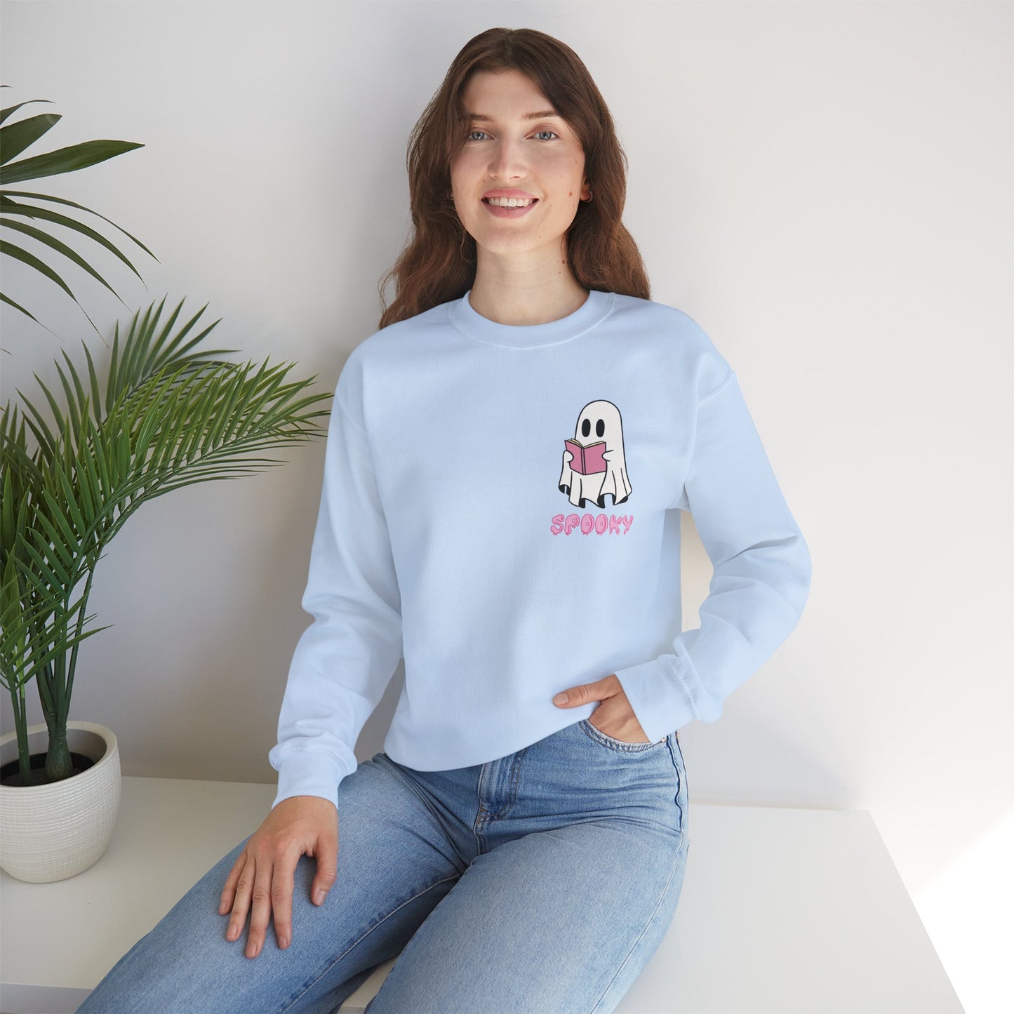 Spooky Bookworm Ghost Sweatshirt – Cozy Halloween Reads