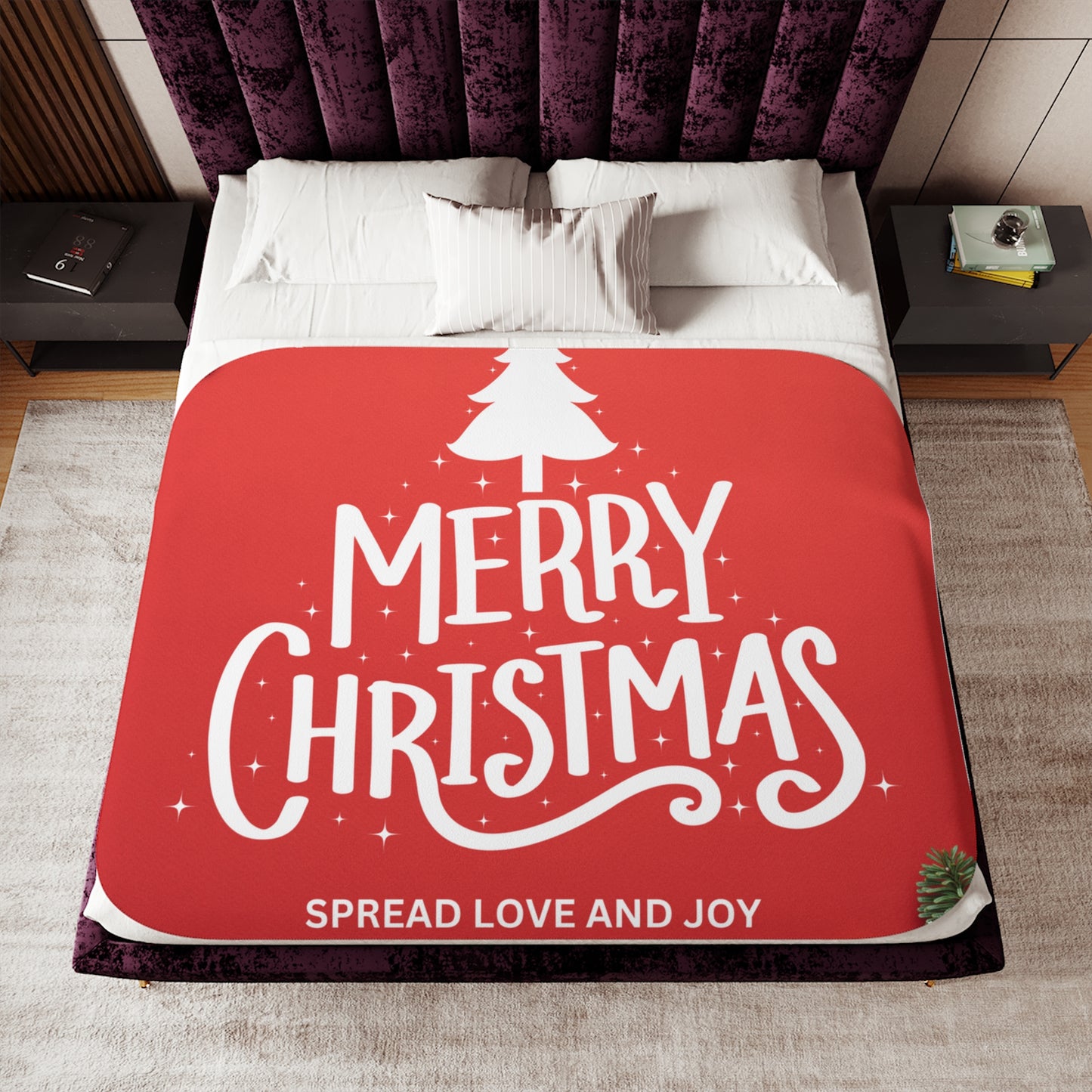 Merry Christmas, Spread Love and Joy Printed Sherpa Blanket