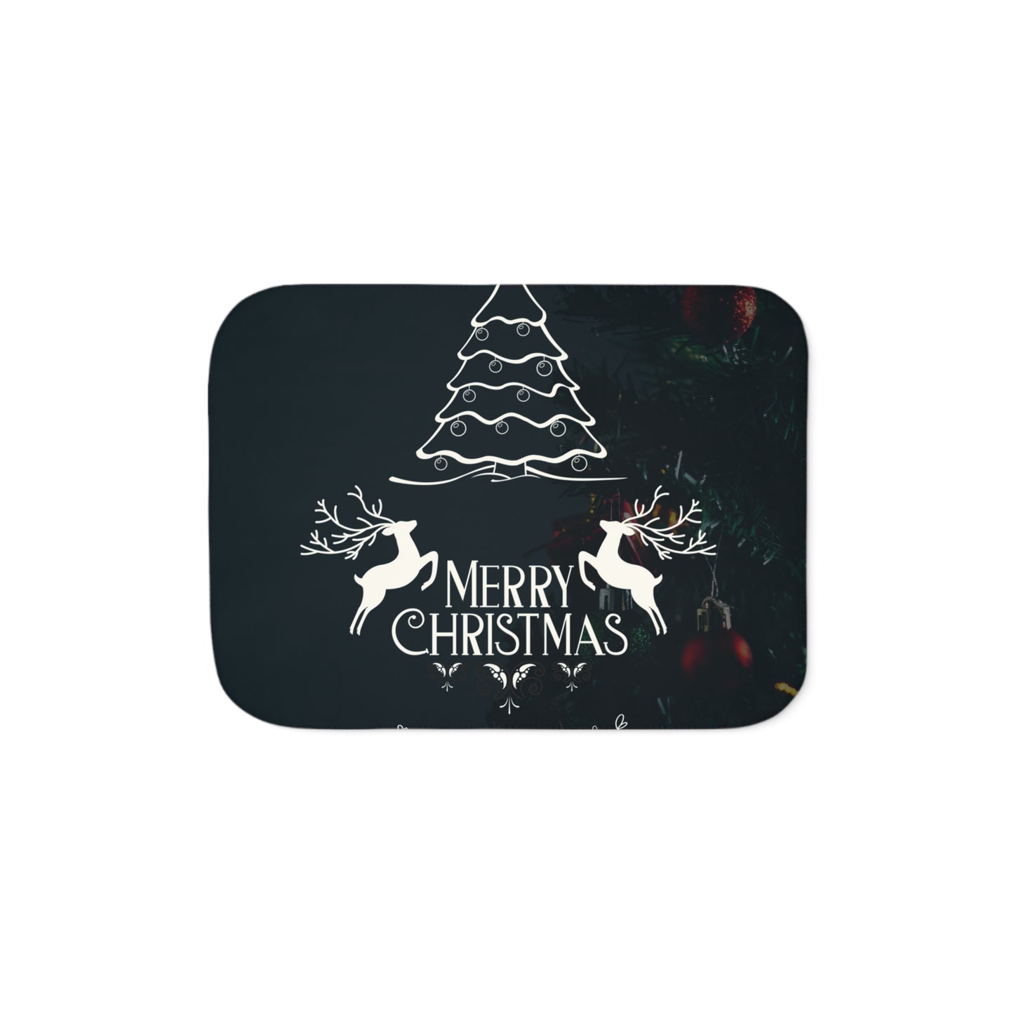 Merry Christmas in Black Printed Sherpa Blanket