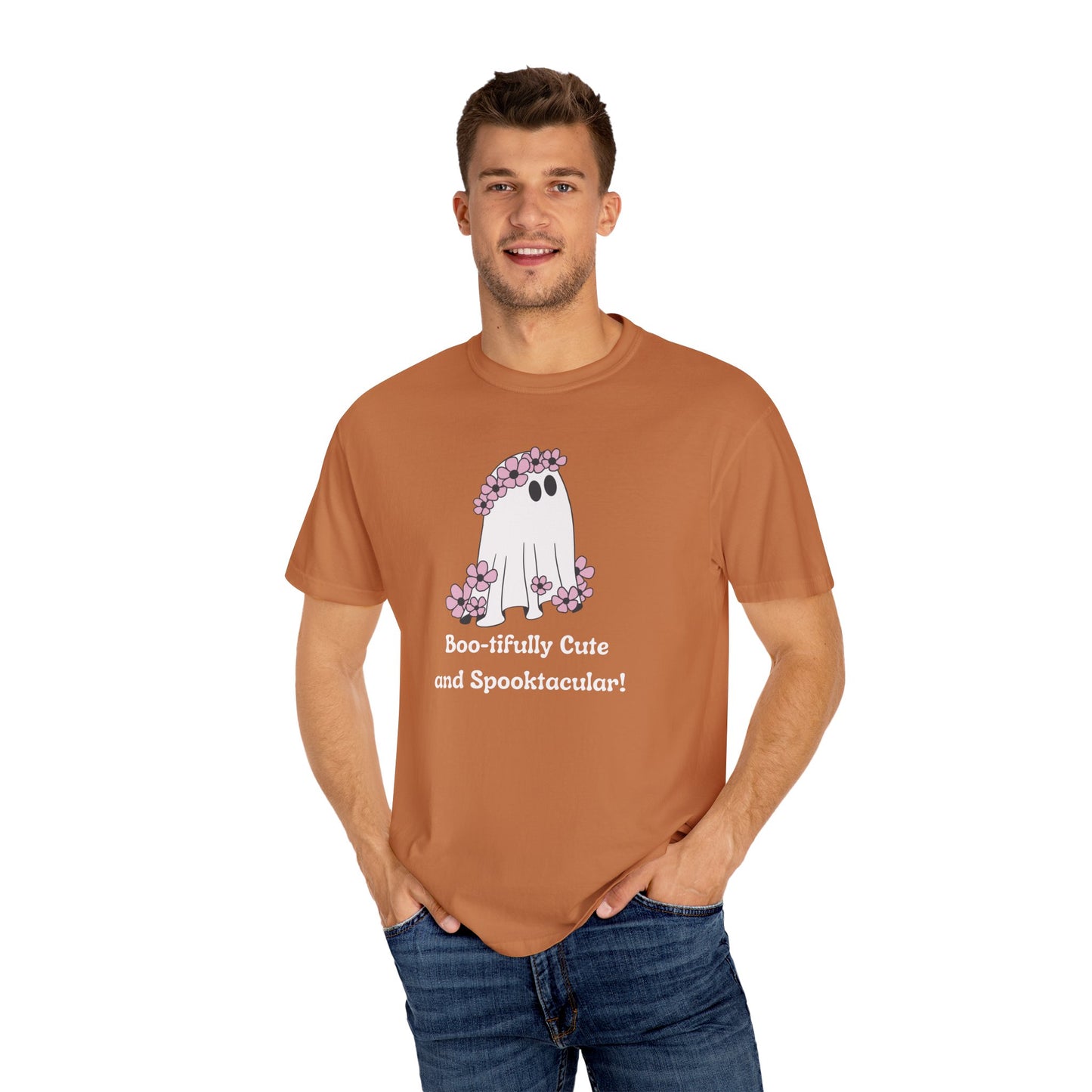Boo-tiful Ghost Tee – Floral Charm Meets Halloween Fun!