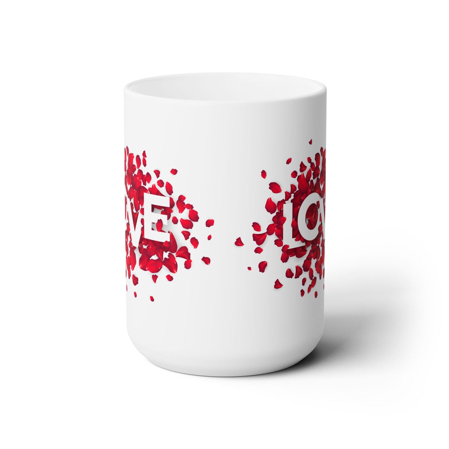 Love with Heart made of Flower Printed Ceramic Valentine Mug, 15oz