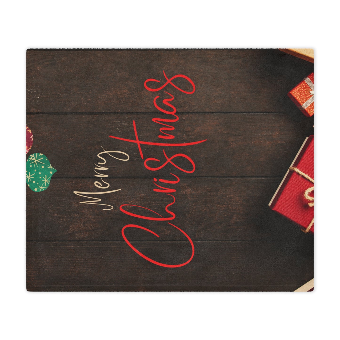 Merry Christmas Printed Velveteen Minky Blanket, Coffee