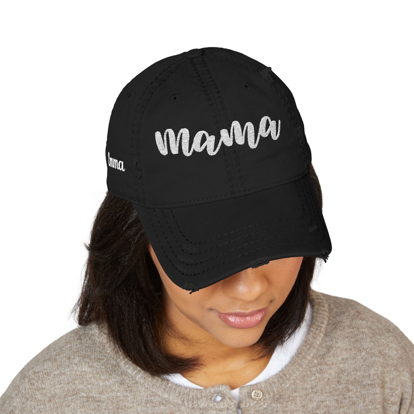 Personalized Embroidered 'Mama' Cap – Custom Distressed Hat for Mother’s Day or Birthday | Thoughtful Gift for Mom