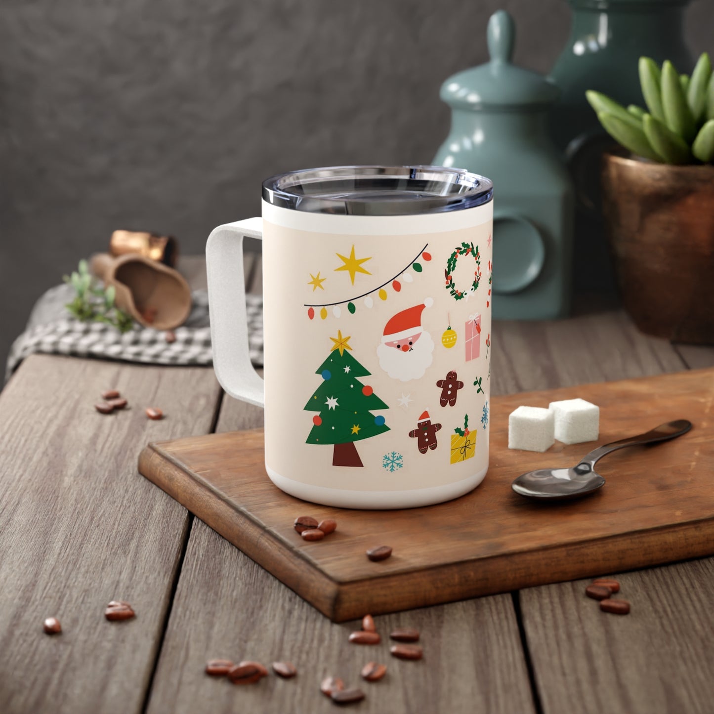 Premium 10oz Stainless Steel Insulated Coffee Mug with Clear Lid