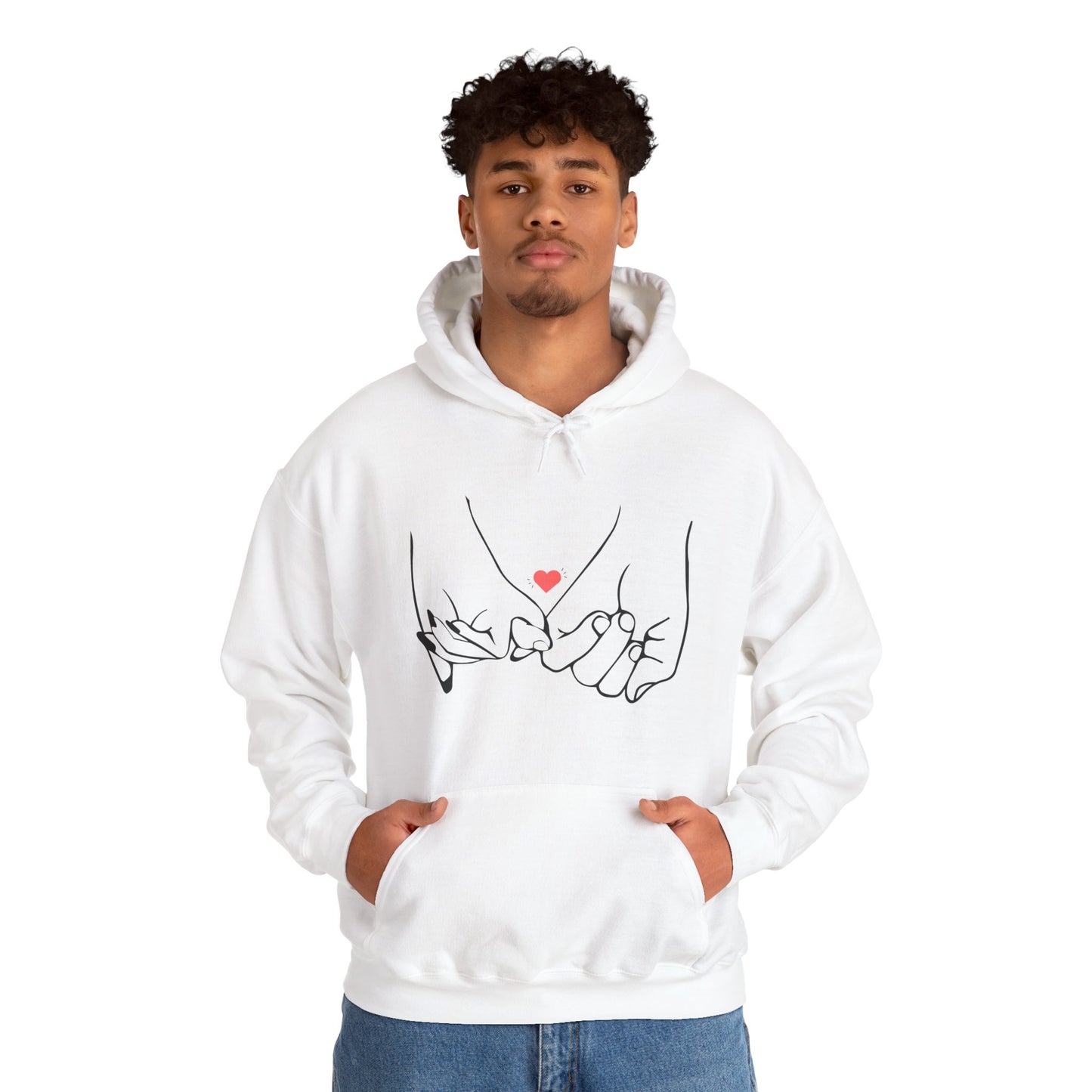 Hearts with Couple's Hand Printed Unisex Heavy Blend™ Hooded Sweatshirt