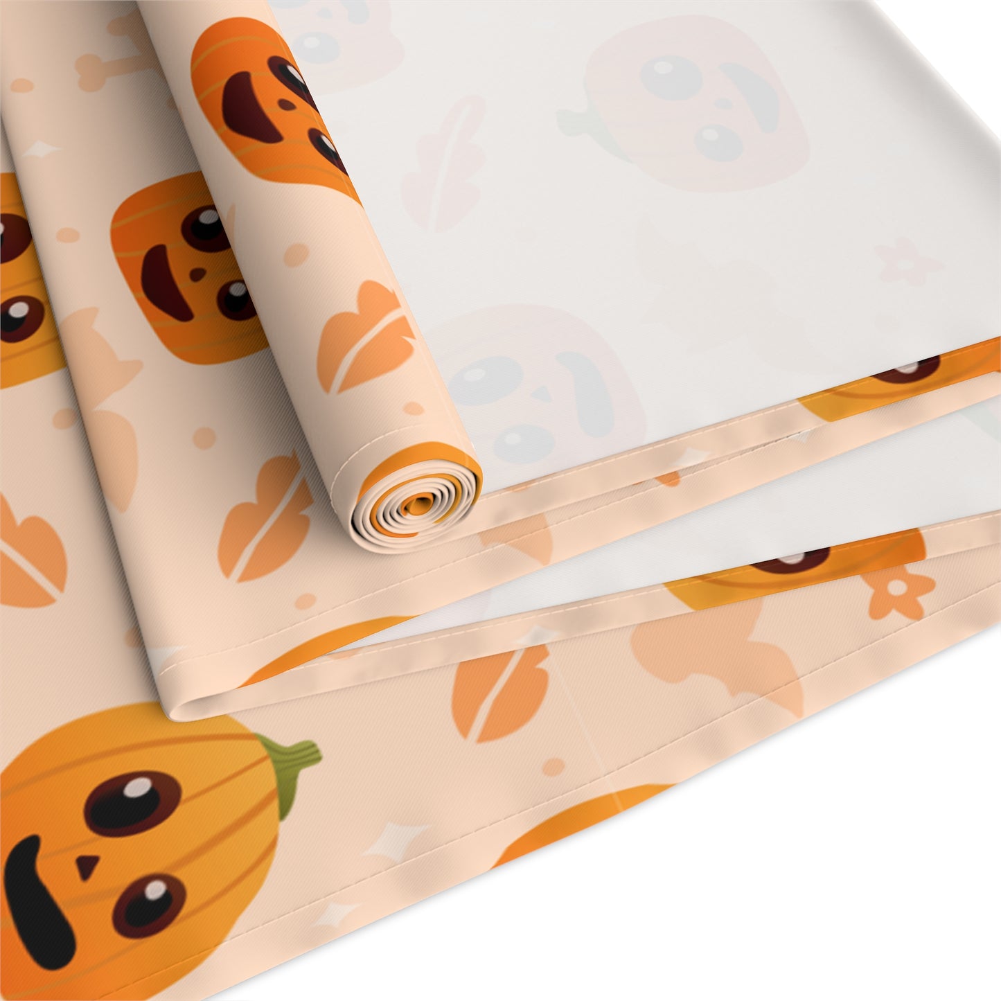 Smiling Pumpkin Table Runner – Playful Halloween Fall Dining Decor
