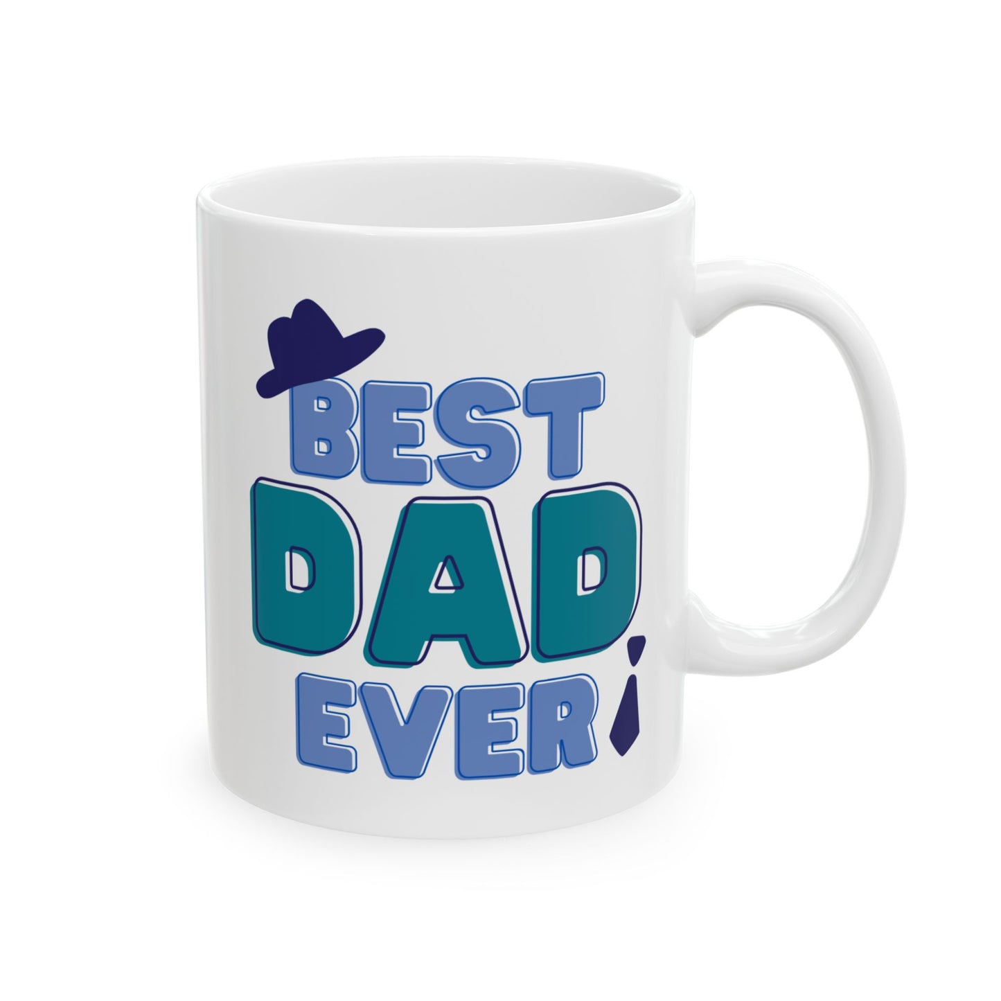 Best Dad Ever Mug – Colorful Father’s Day Coffee Cup with Hat & Tie Design, 11oz & 15oz