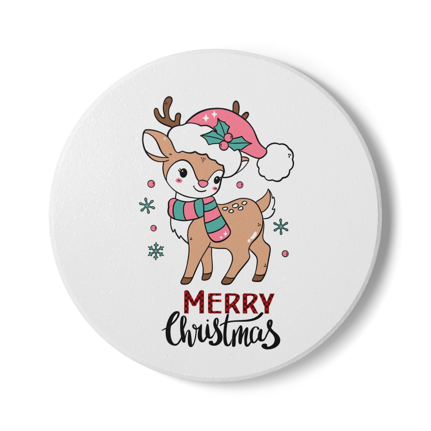Merry Christmas Reindeer Coaster – Festive Holiday Accessory