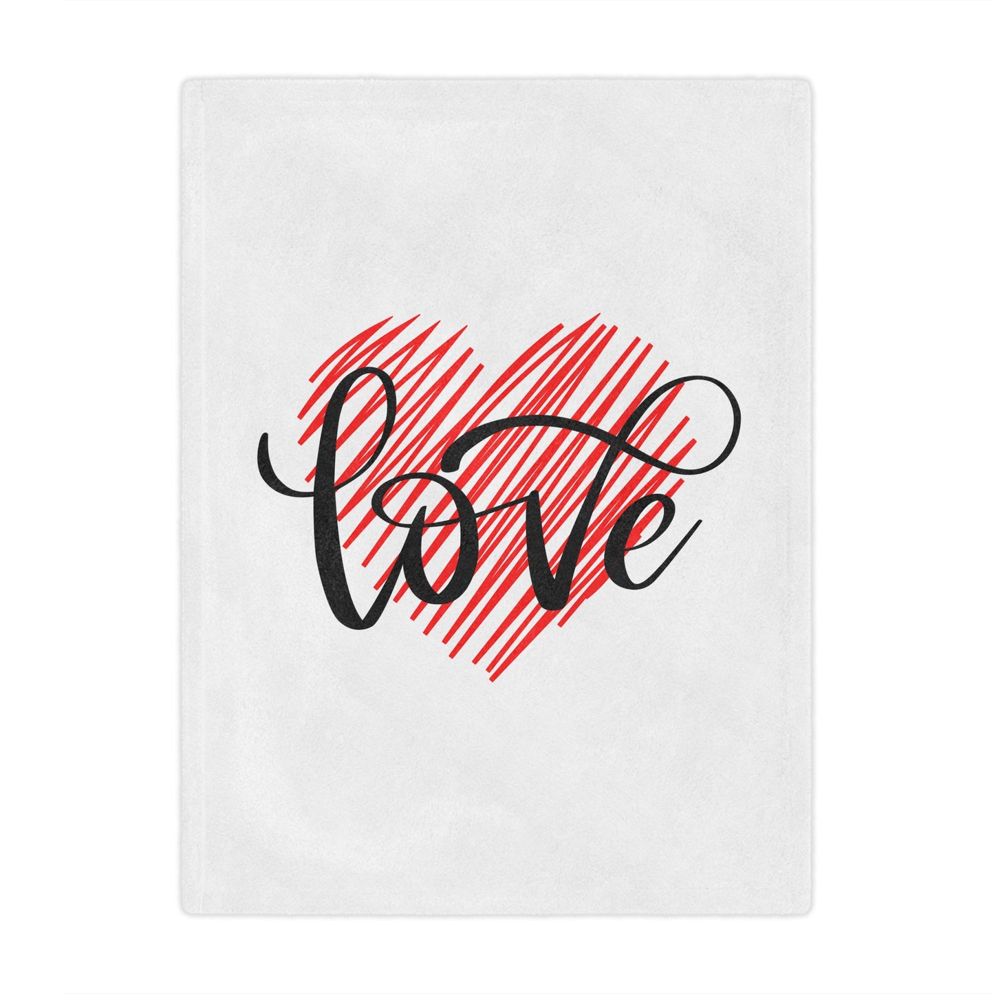 Love inside Heart Printed Valentine Minky Blanket, Black & Red