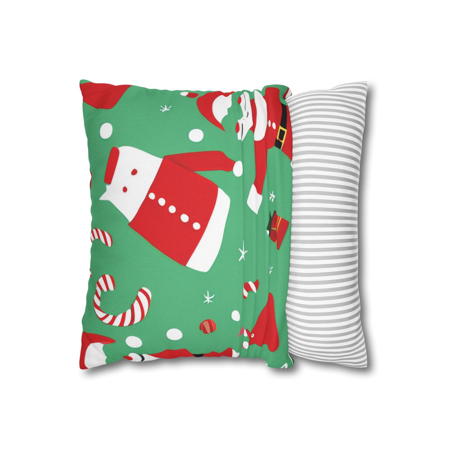 Festive Christmas Square Pillowcase in Soft Spun Polyester with Double-Sided Print