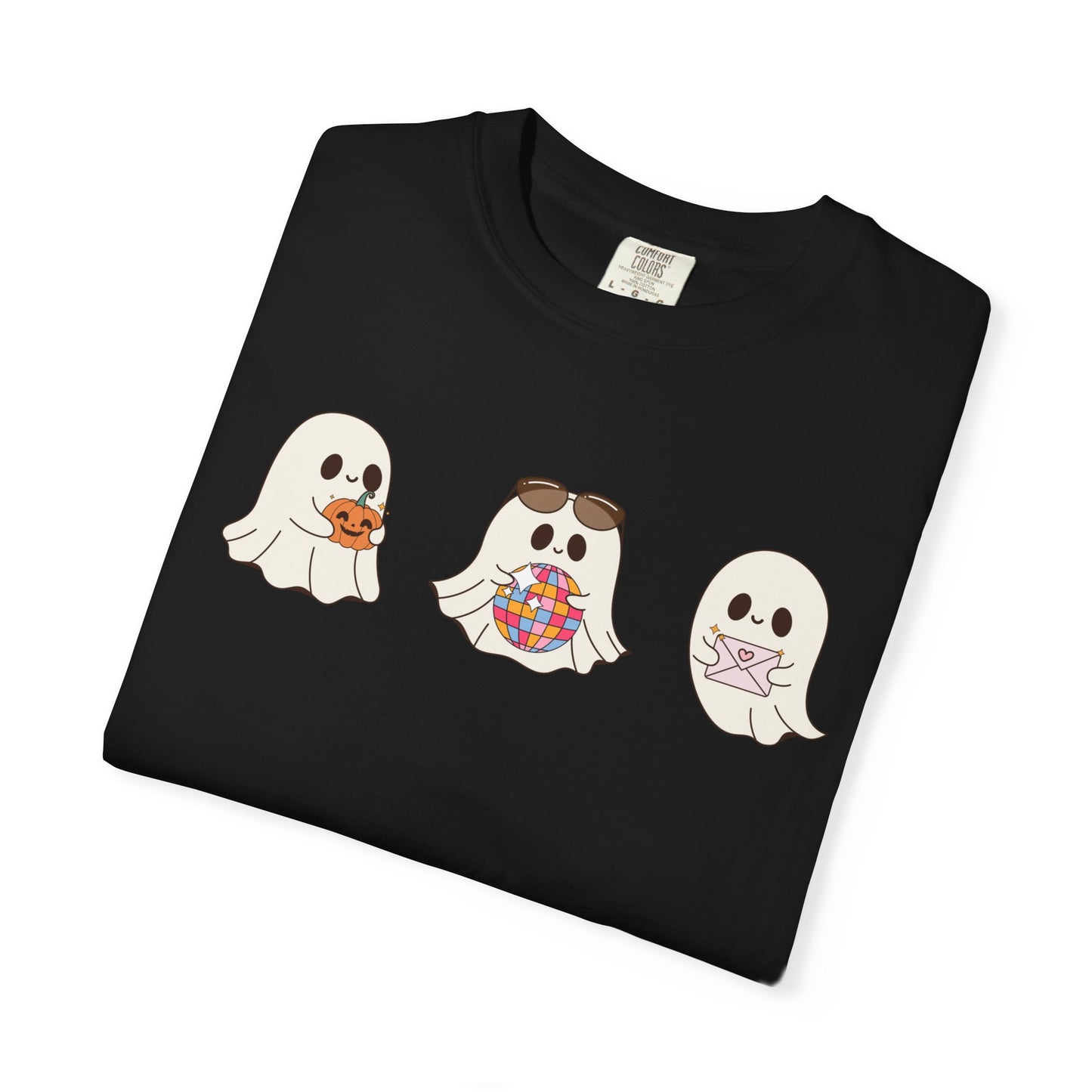 Three Cute Ghosts with Pumpkin, Trick or Treat Party Outfit – October Holiday Shirt