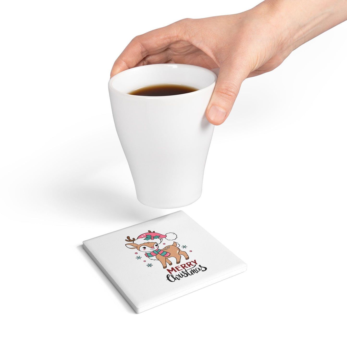 Merry Christmas Reindeer Coaster – Festive Holiday Accessory