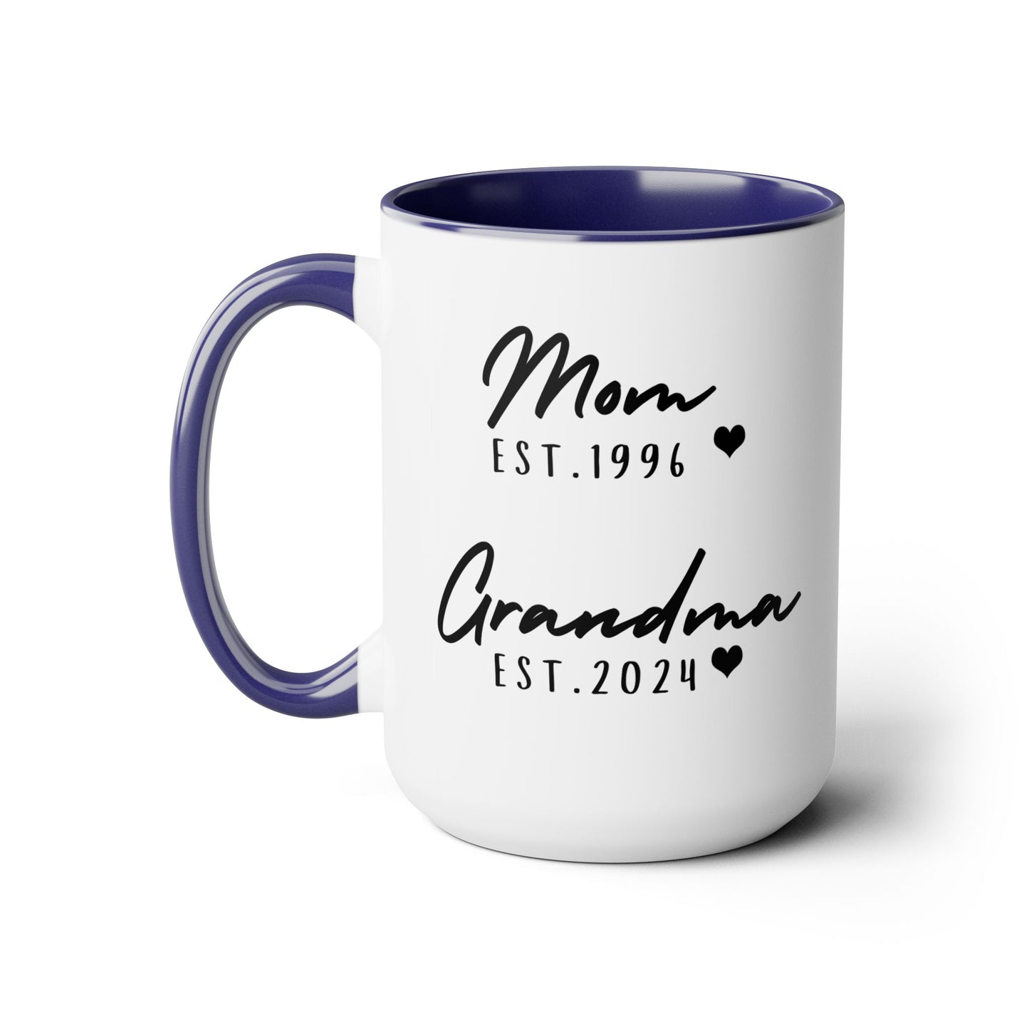 Mom & Grandma EST. 15oz Ceramic Coffee Mug – Sentimental Personalized Gift
