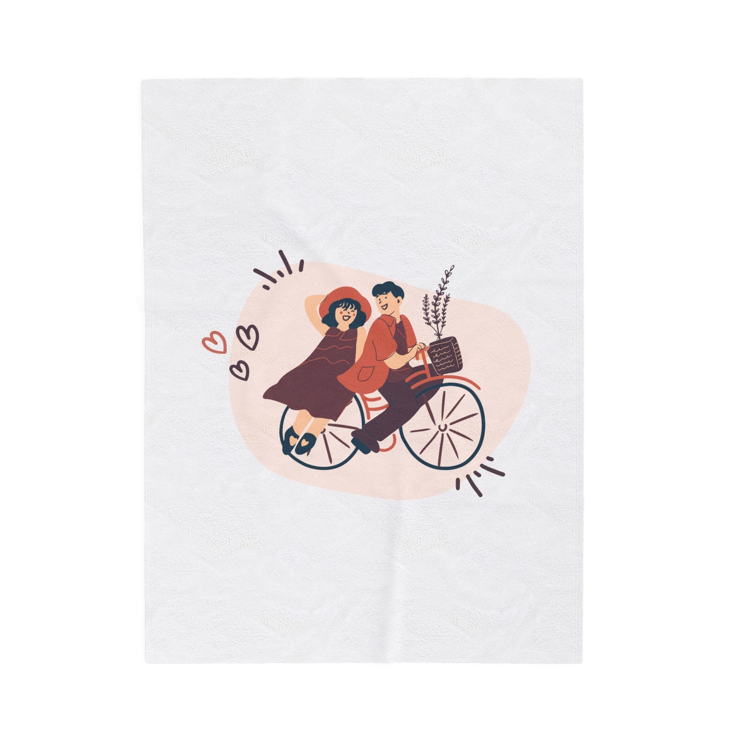 Couple on Cycle Printed Velveteen Plush Blanket