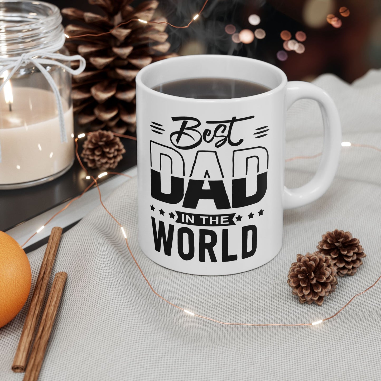 Best Dad in the World Ceramic Mug – Bold Typography Father’s Day Gift, 11oz & 15oz