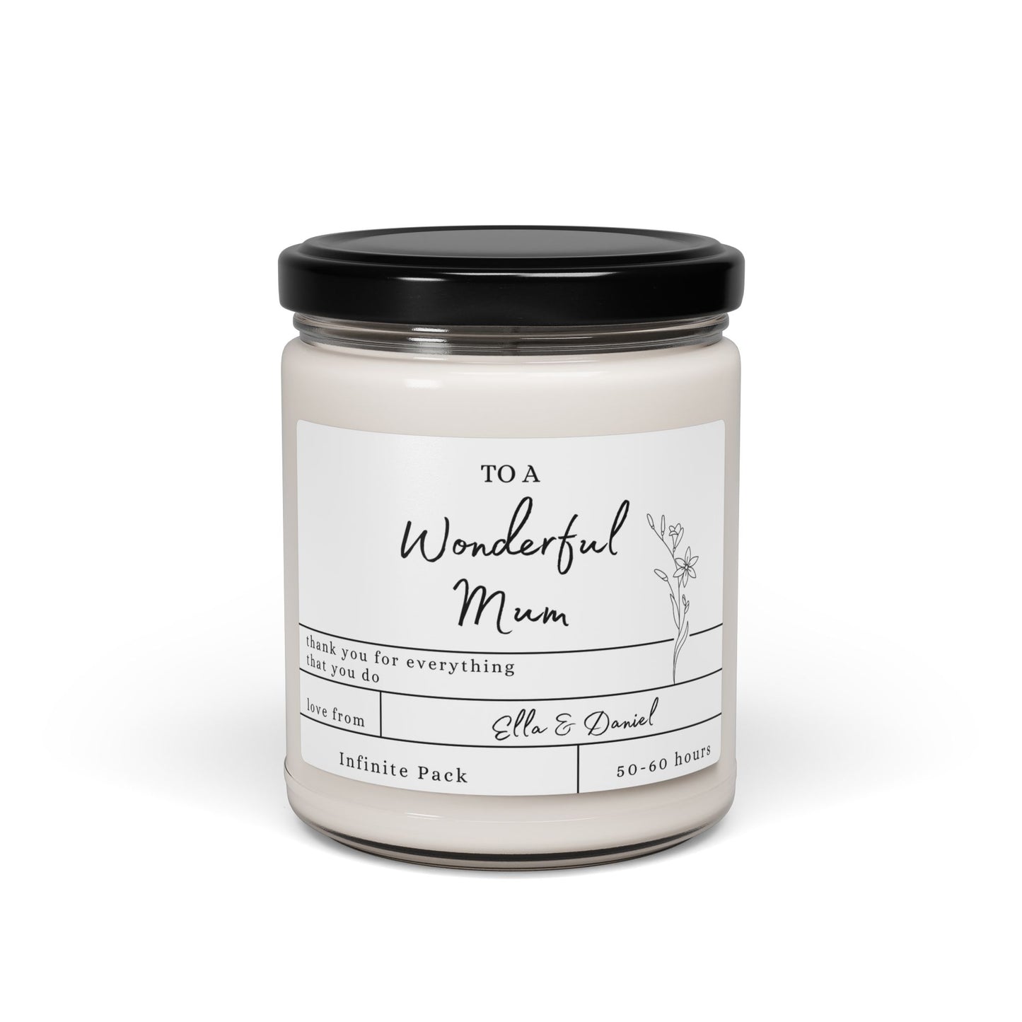 Wonderful Mum 9oz Scented Soy Candle – Gift from Kids