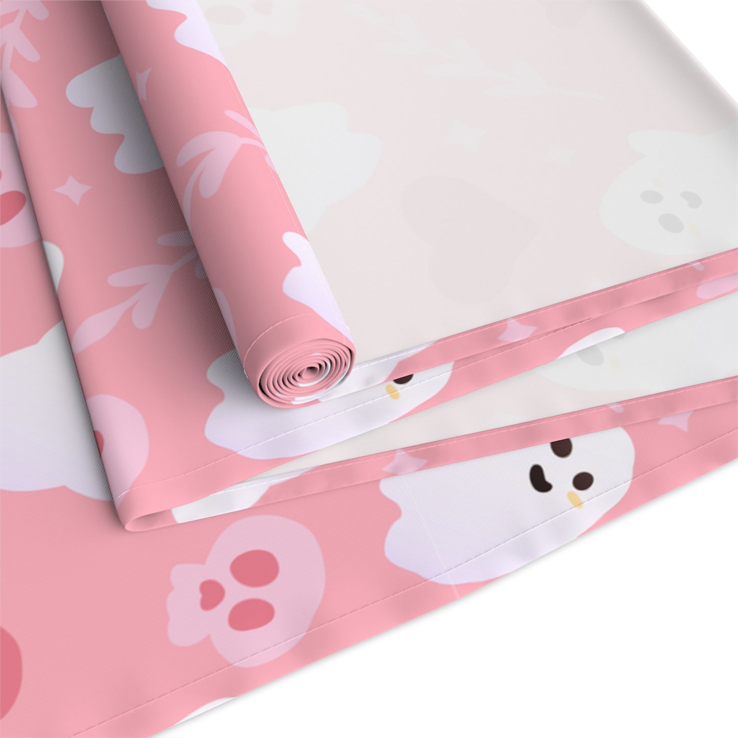 Pink Ghost & Skull Table Runner – Whimsical Romantic Halloween Decor