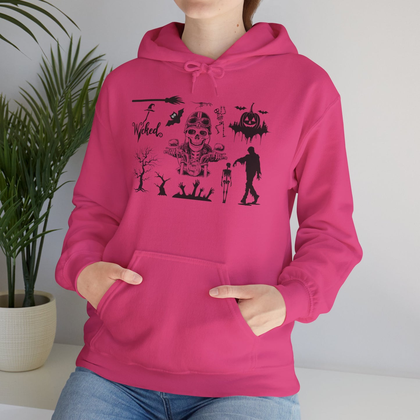 Wicked Skull Halloween Hoodie – Spooky Skeleton & Zombie Graphic Sweatshirt