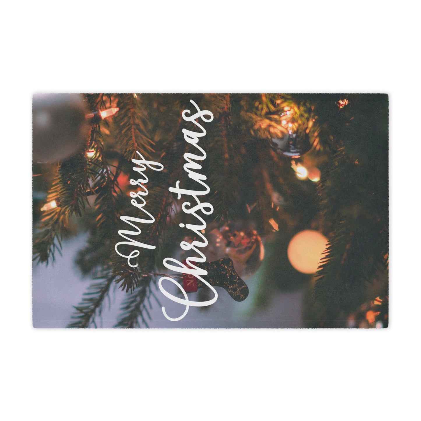 Merry Christmas with Ornament Printed Minky Blanket