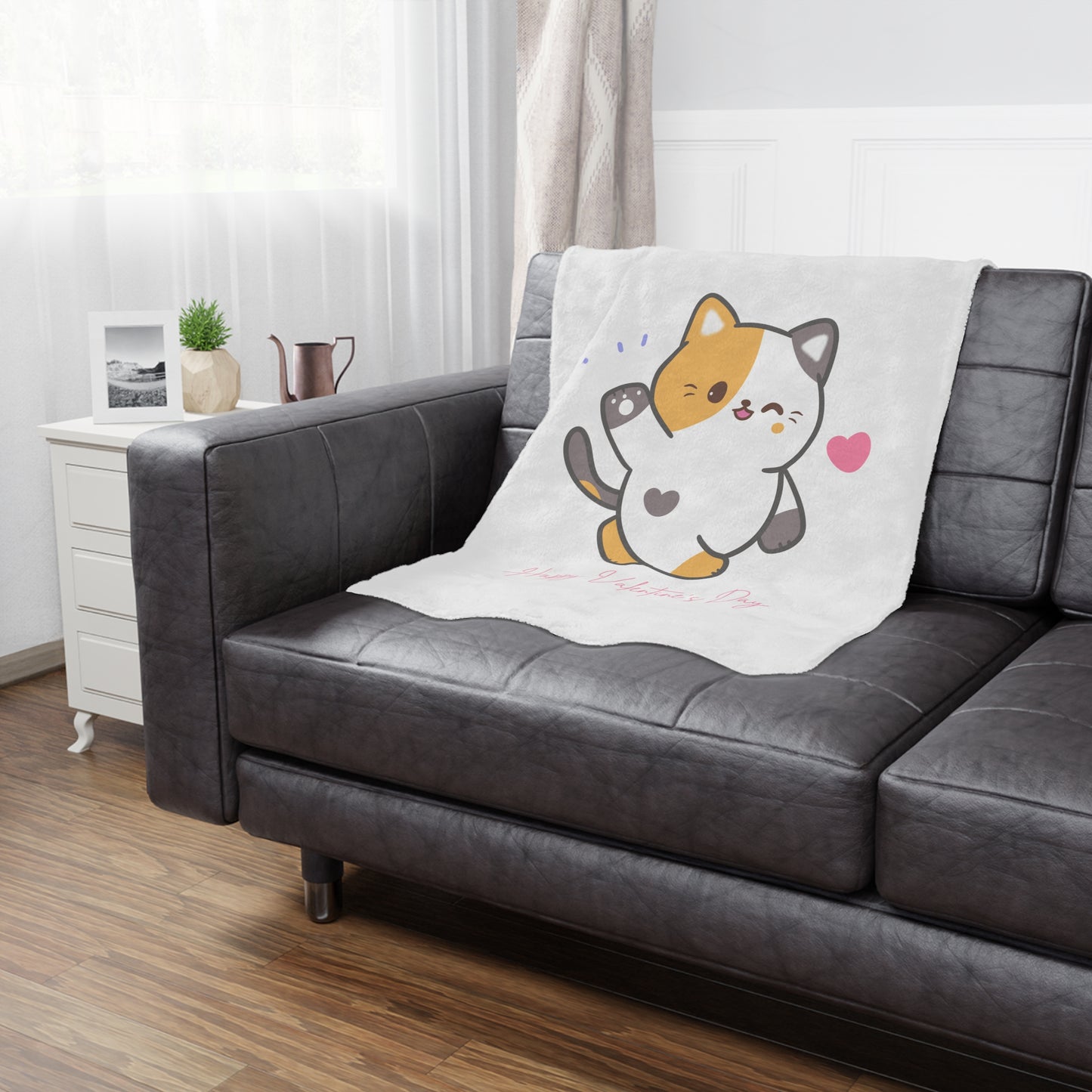 Happy Valentine Day Velveteen Minky Blanket