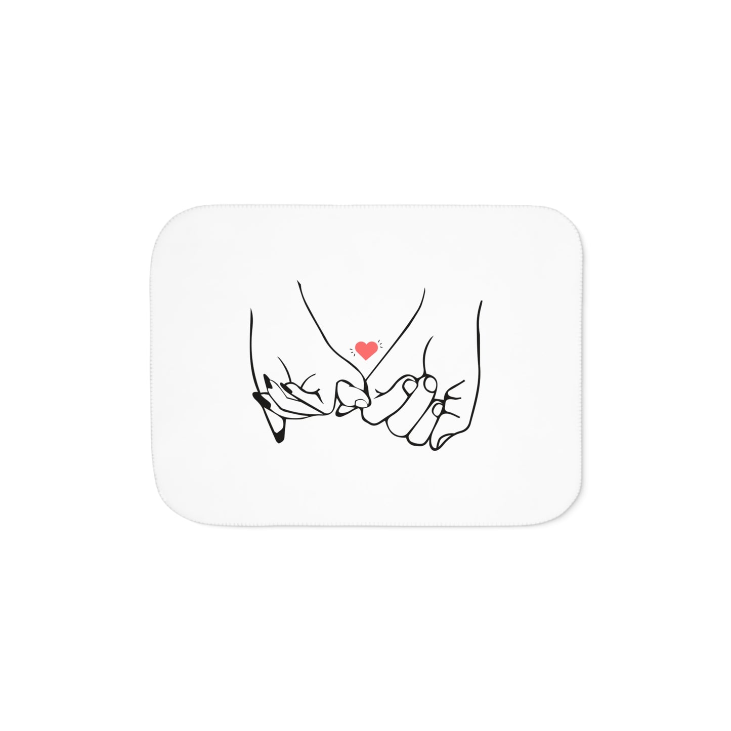Couple's Hand with Heart Printed Sherpa Blenket for Valentine Day