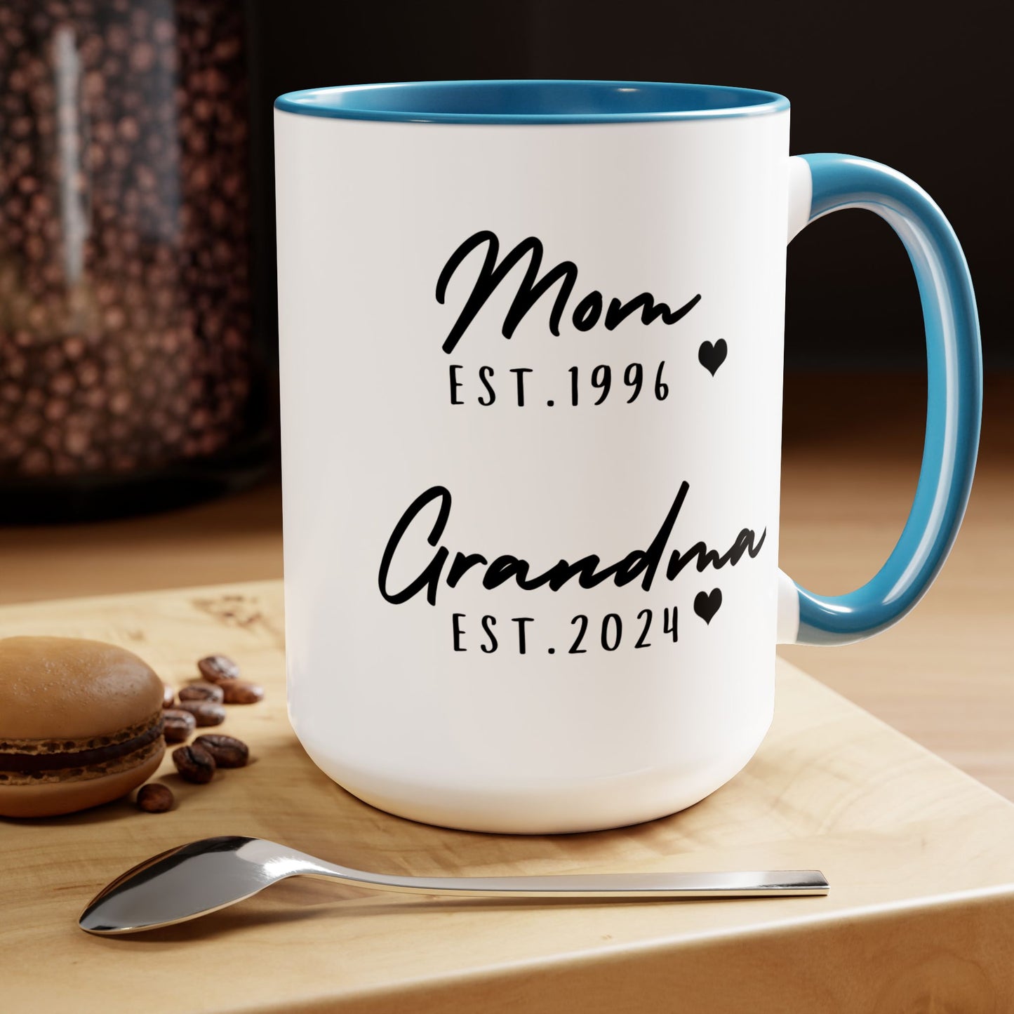 Mom & Grandma EST. 15oz Ceramic Coffee Mug – Sentimental Personalized Gift