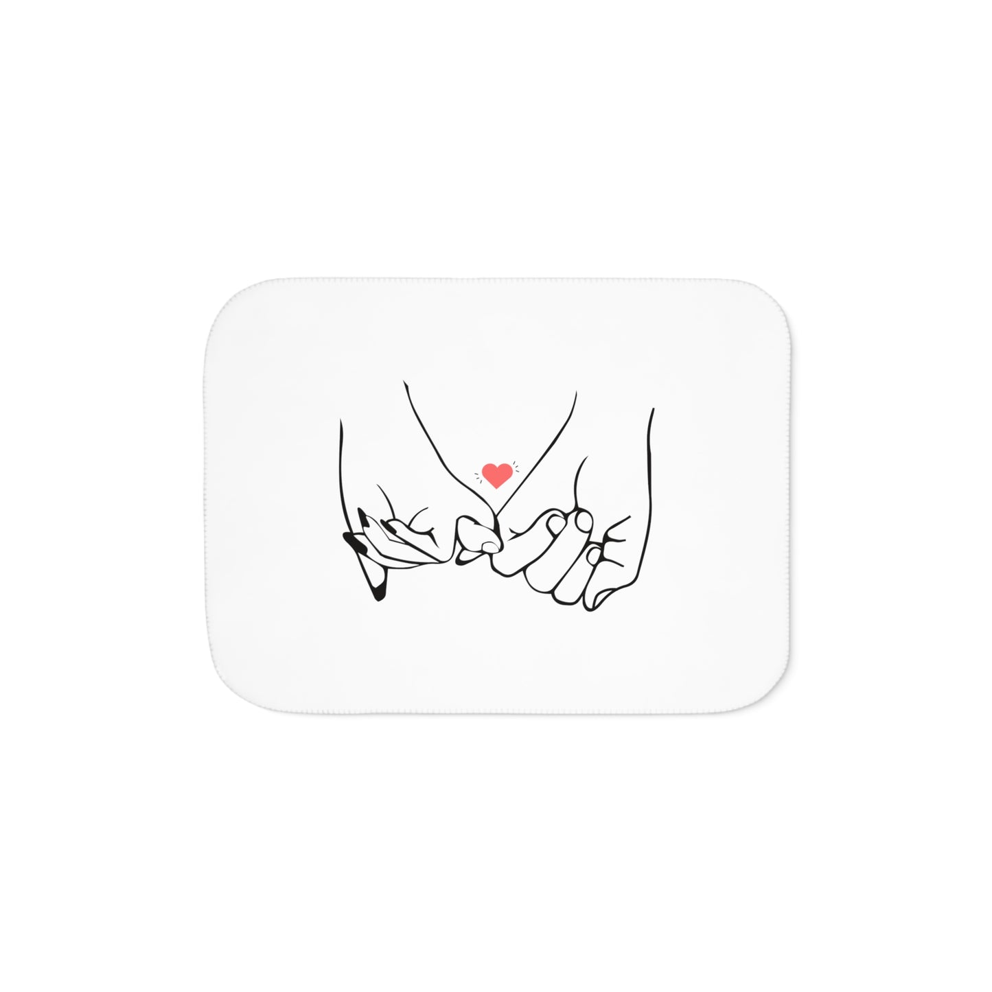 Couple's Hand with Heart Printed Sherpa Blenket for Valentine Day