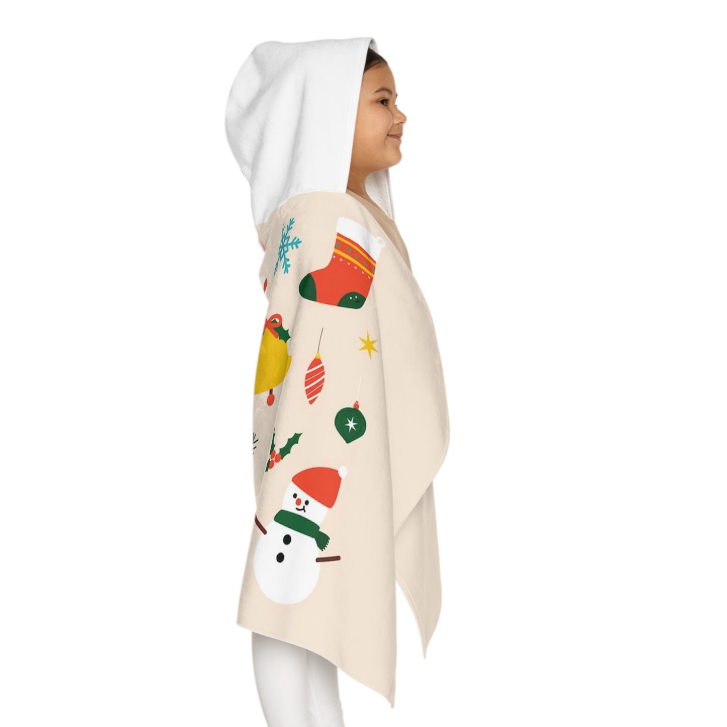 Soft and Cozy Christmas Youth Hooded Towel with Terry Cotton Lining