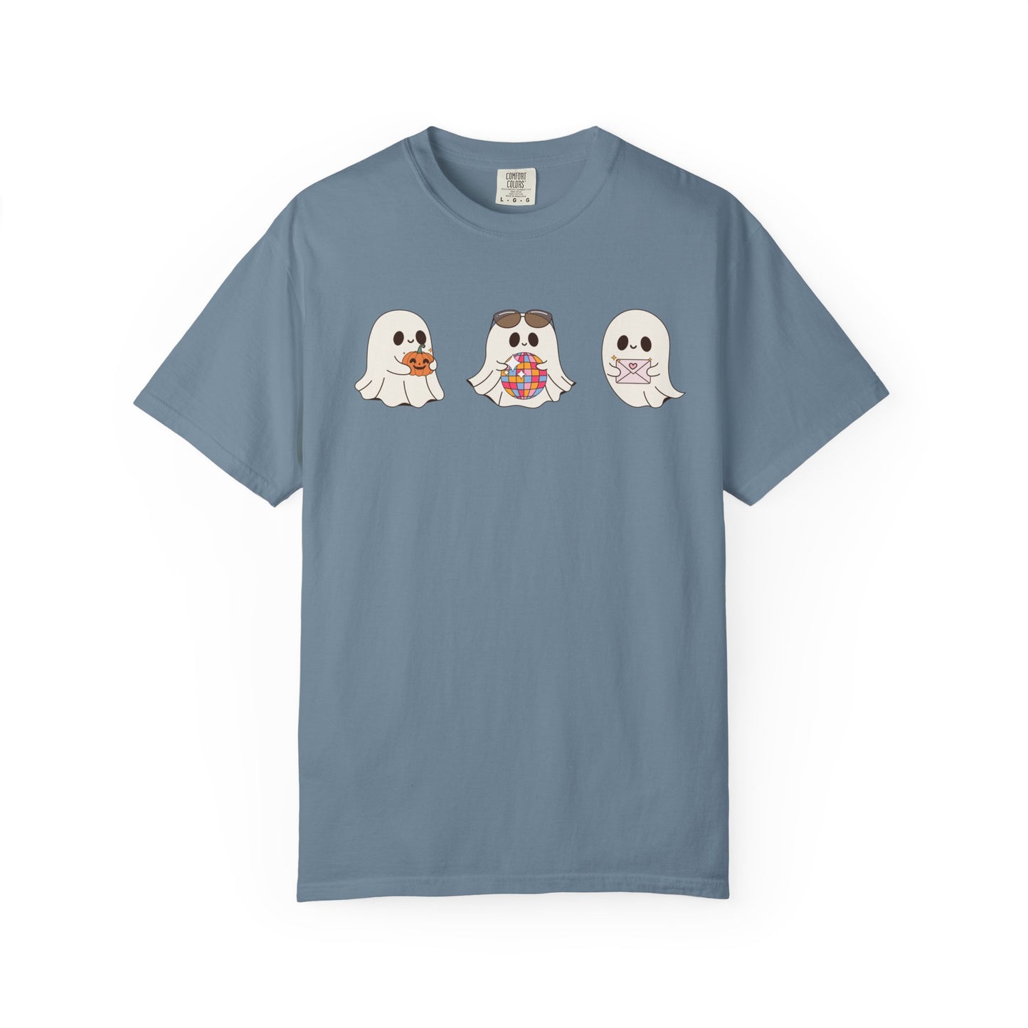 Three Cute Ghosts with Pumpkin, Trick or Treat Party Outfit – October Holiday Shirt