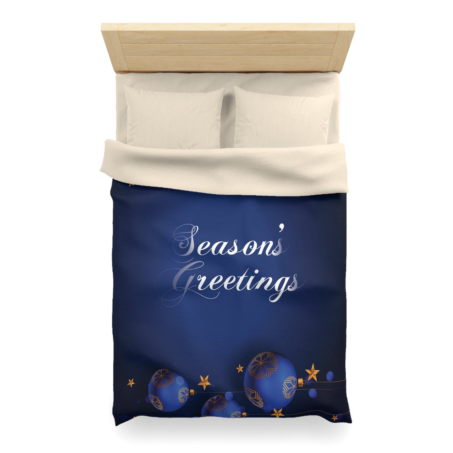 Seasons Greetings Microfiber Duvet Cover for Chirtsmas Gift, Dark Blue