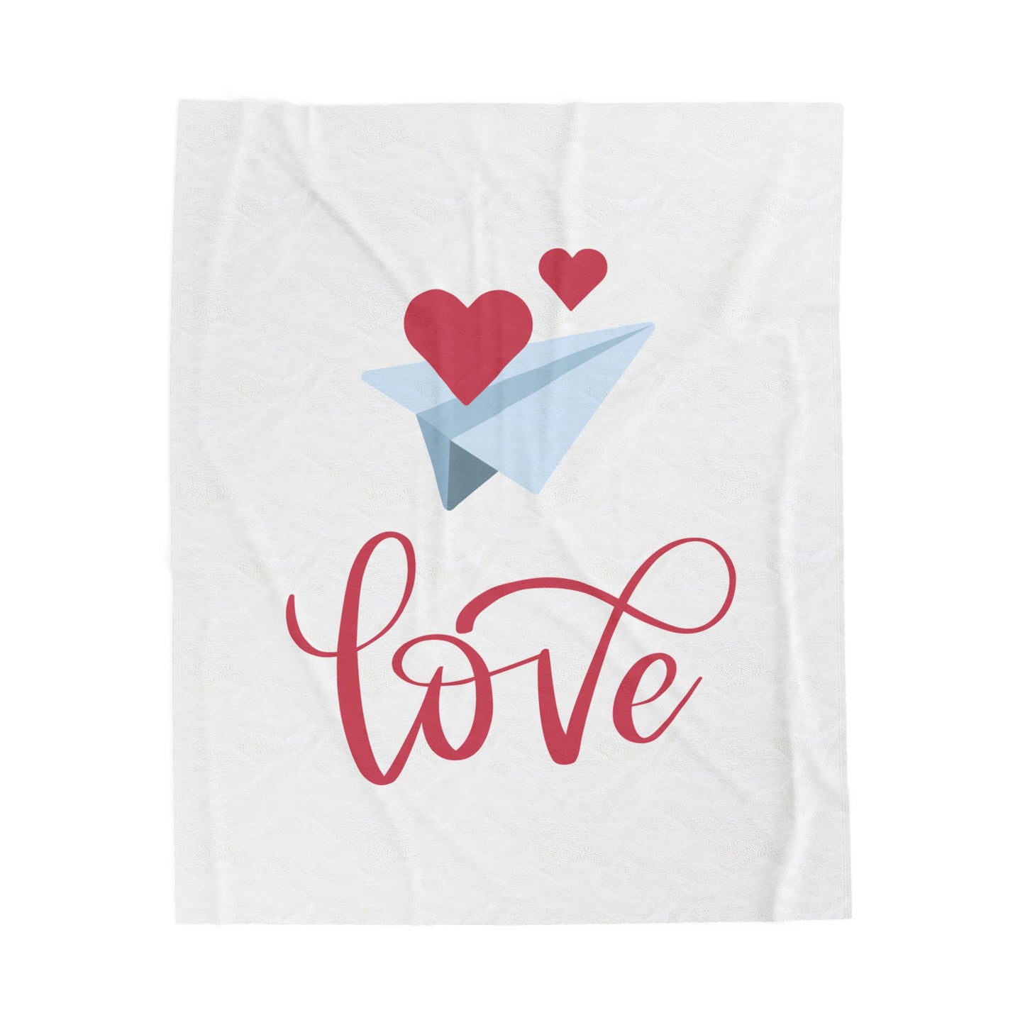 Flying Hearts with Love Printed Velveteen Plush Blanket