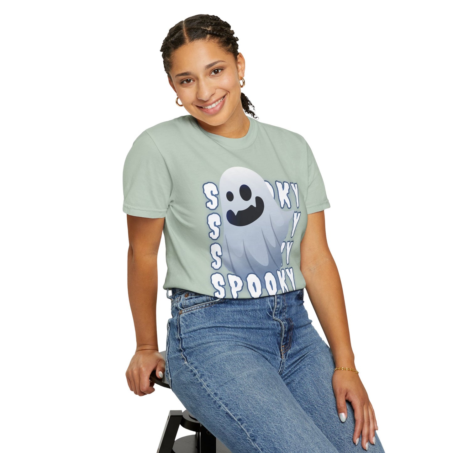 Spooky Stack Tee - Unisex Garment-Dyed T-shirt with Smiling Ghosts
