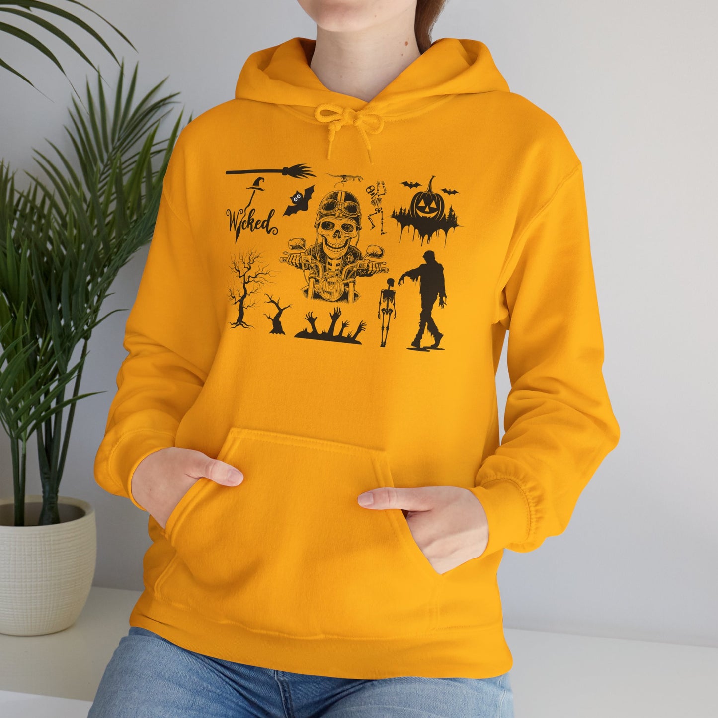 Wicked Skull Halloween Hoodie – Spooky Skeleton & Zombie Graphic Sweatshirt