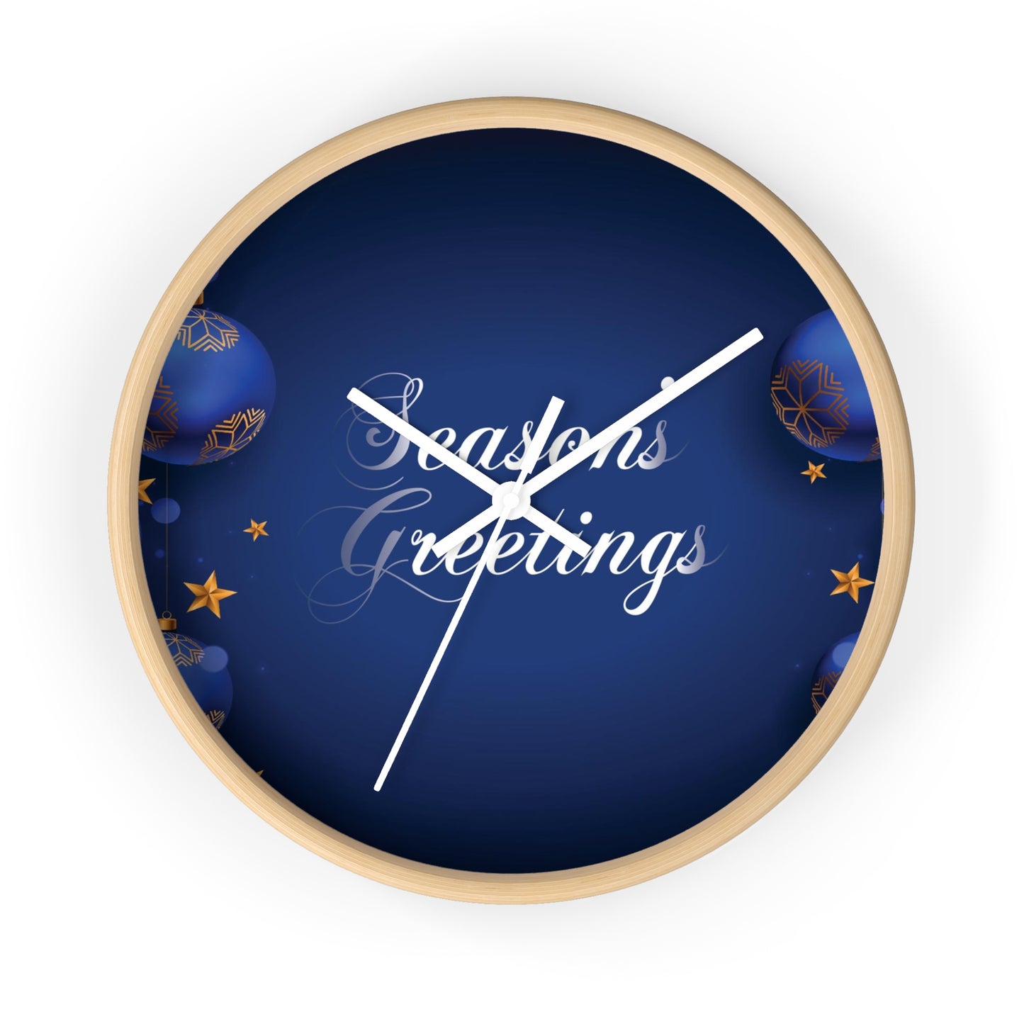 Season's Greetings Wall Clock, Dark Blue
