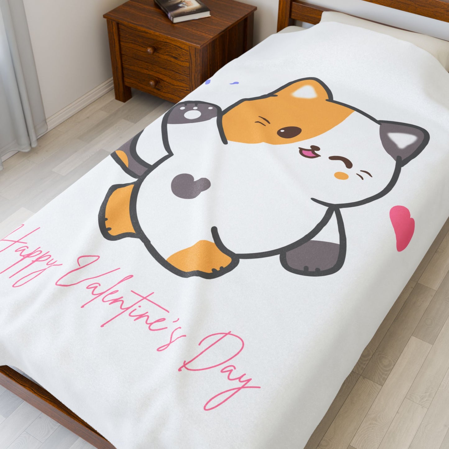 Happy Valentine Day Printed Velveteen Plush Blanket