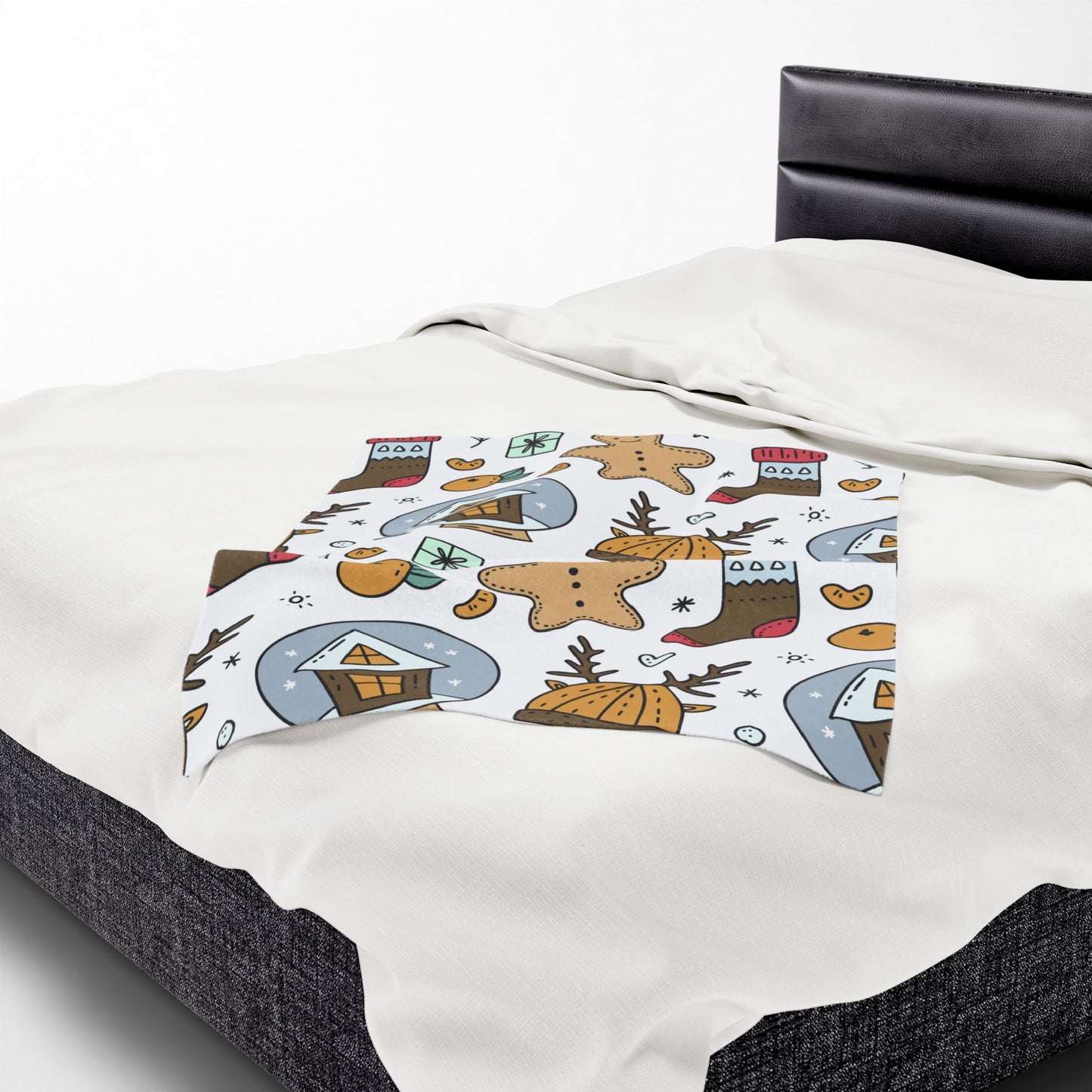 Velveteen Plush Blanket - Gingerbread & Snow Globe Festive Holiday Throw