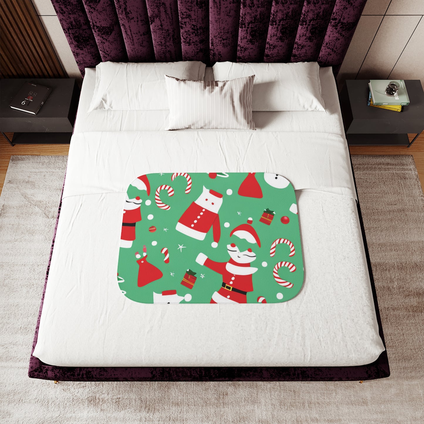 Green Christmas Sherpa Blankets