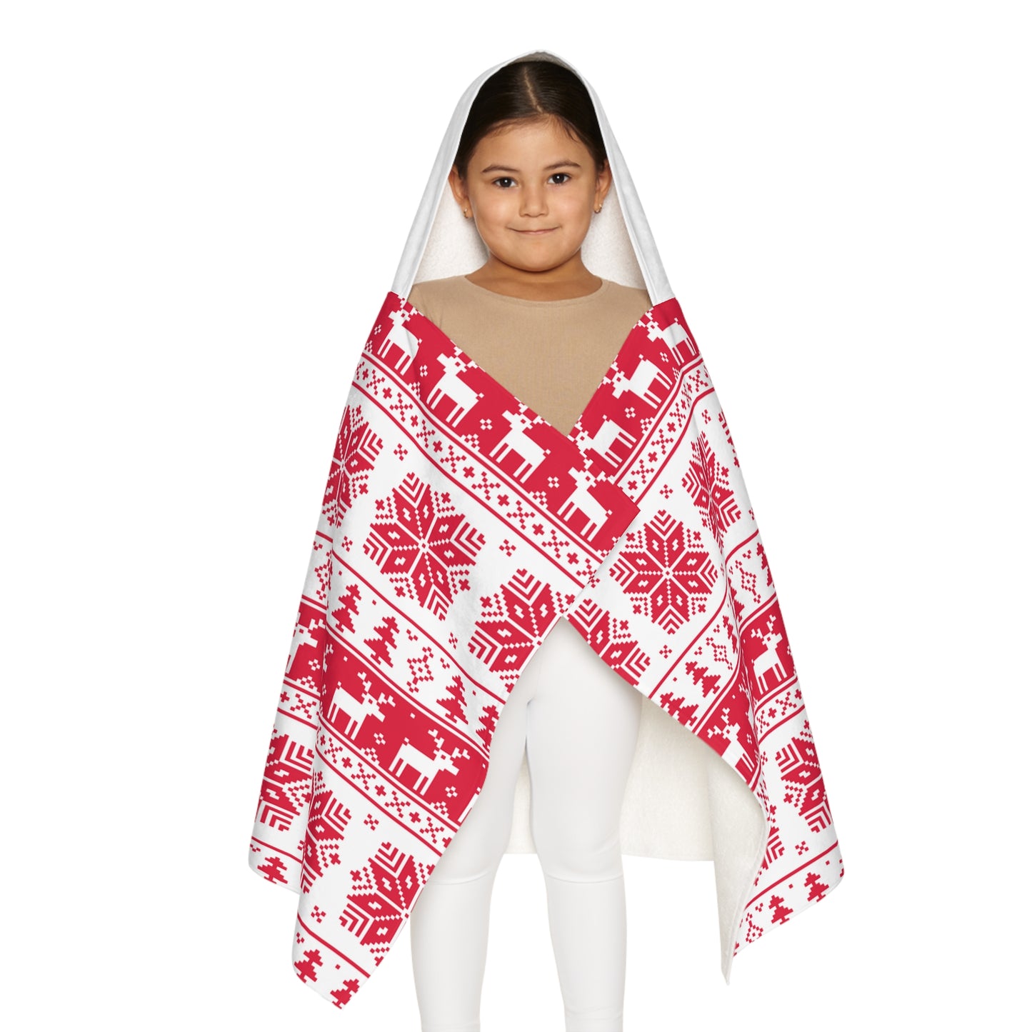 Christmas Youth Hooded Towel – Soft Polyester & Terry Cotton Kids Bath & Beach Wrap