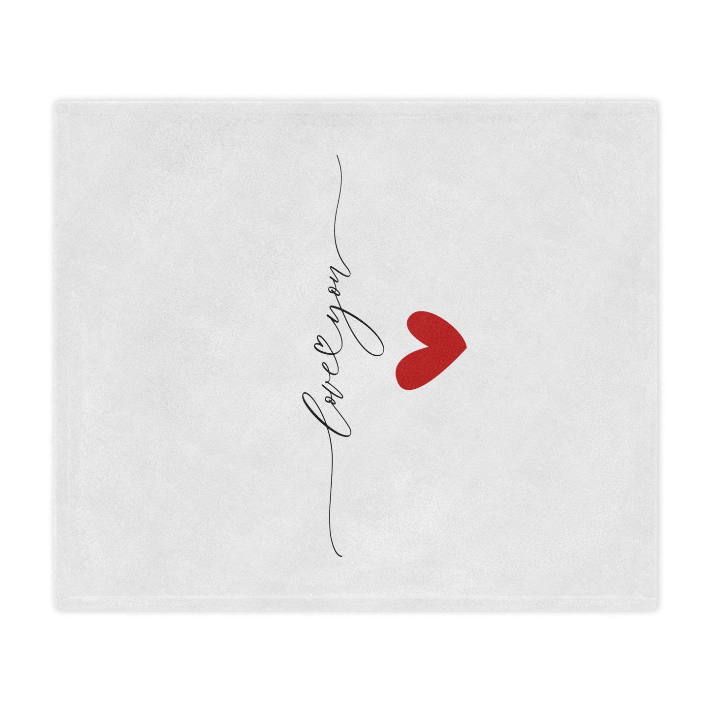 Love You Signature with Heart Printed Velveteen Minky Blanket for Valentine