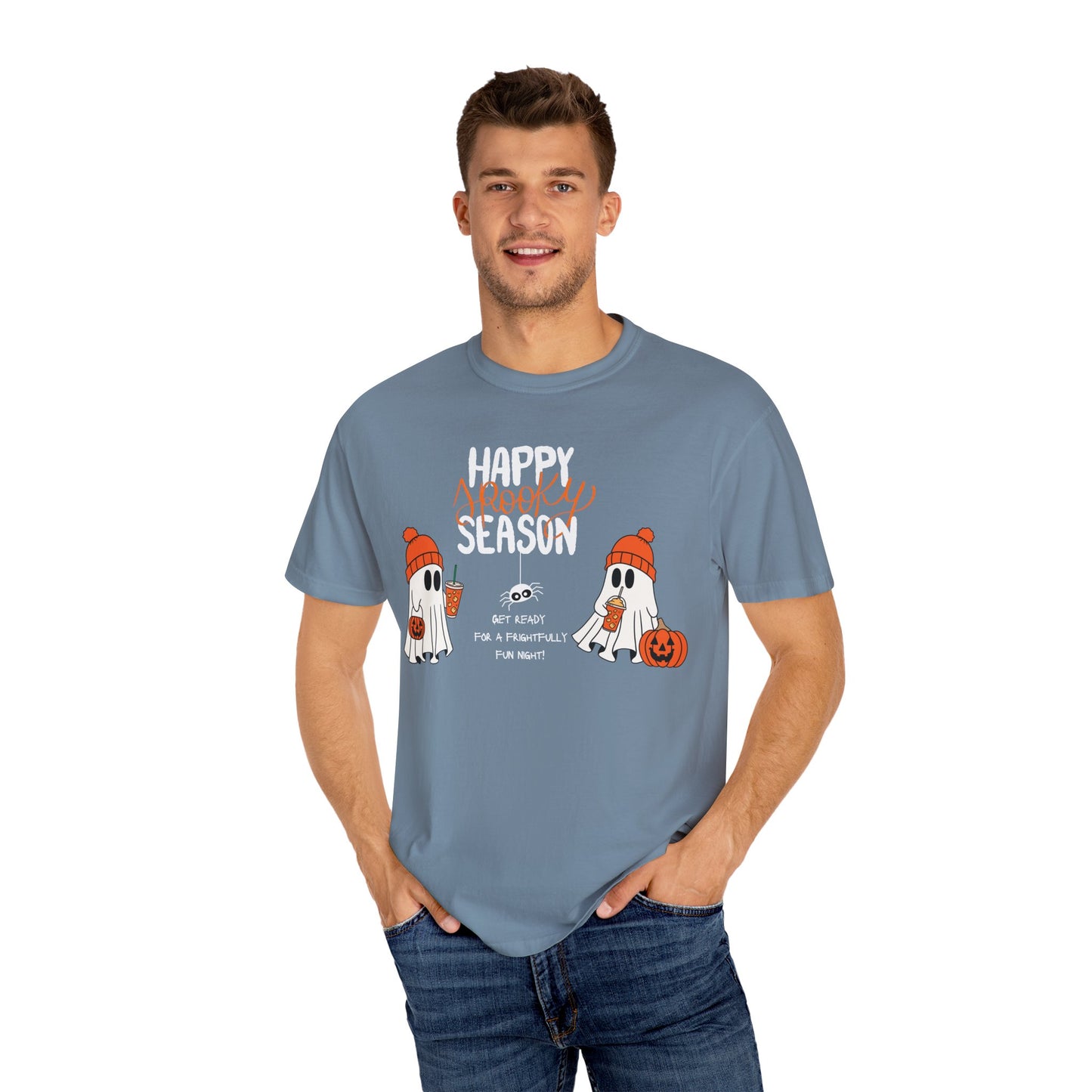 Spooky Season Ghosts Tee – Cozy Drinks & Chilling Vibes!
