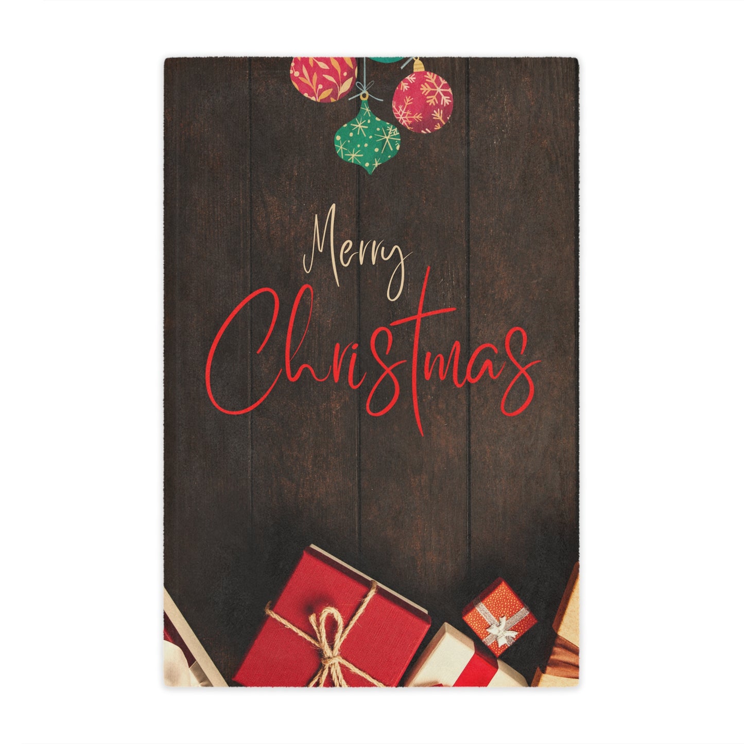 Merry Christmas Printed Velveteen Minky Blanket, Coffee