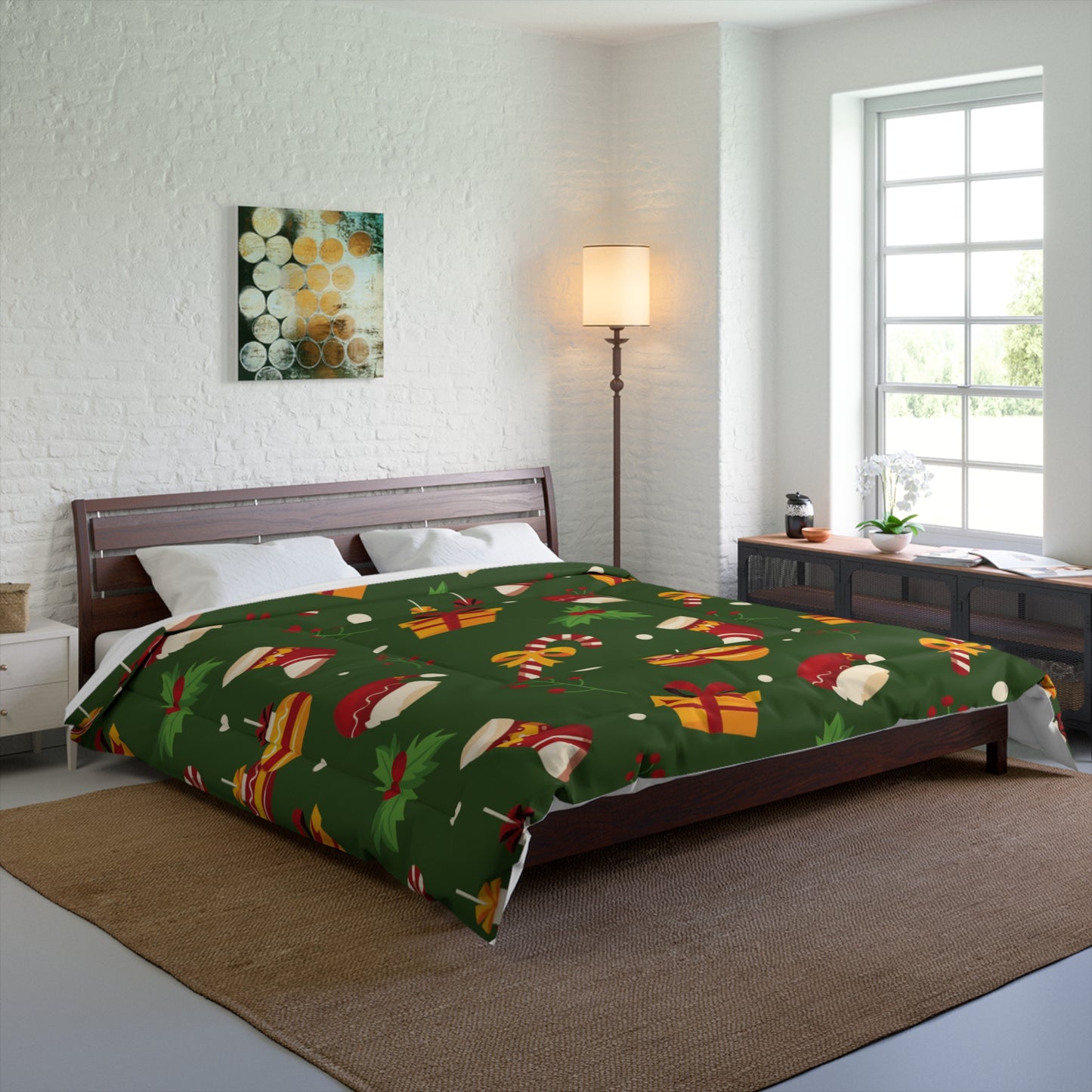 Dark Green Christmas Comforter