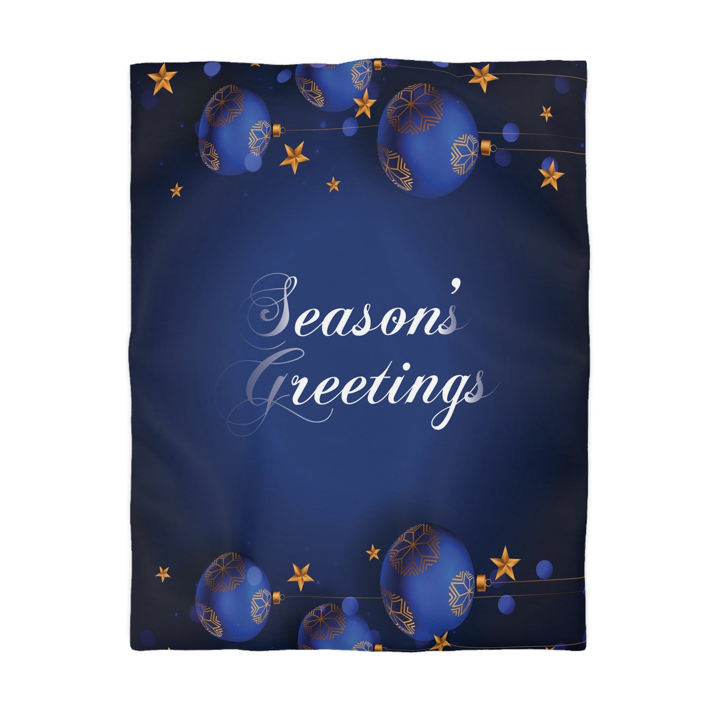Seasons Greetings Microfiber Duvet Cover for Chirtsmas Gift, Dark Blue
